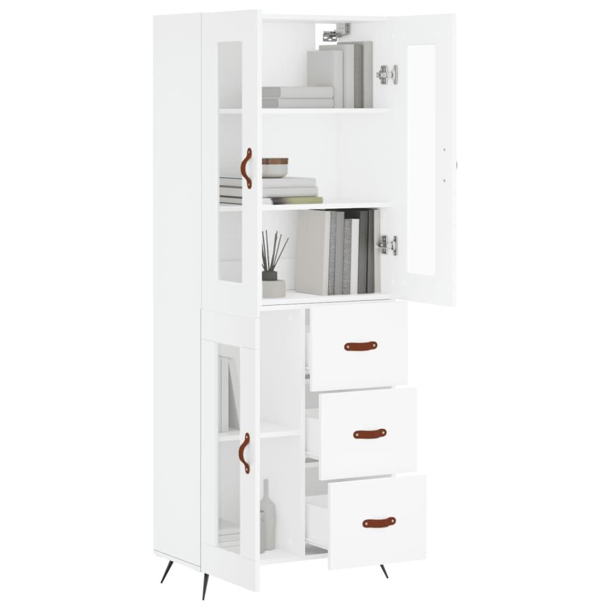 Voir la diapositive 3 : VIDAXL Buffet haut Blanc 69,5x34x180 cm Bois d'ingenierie