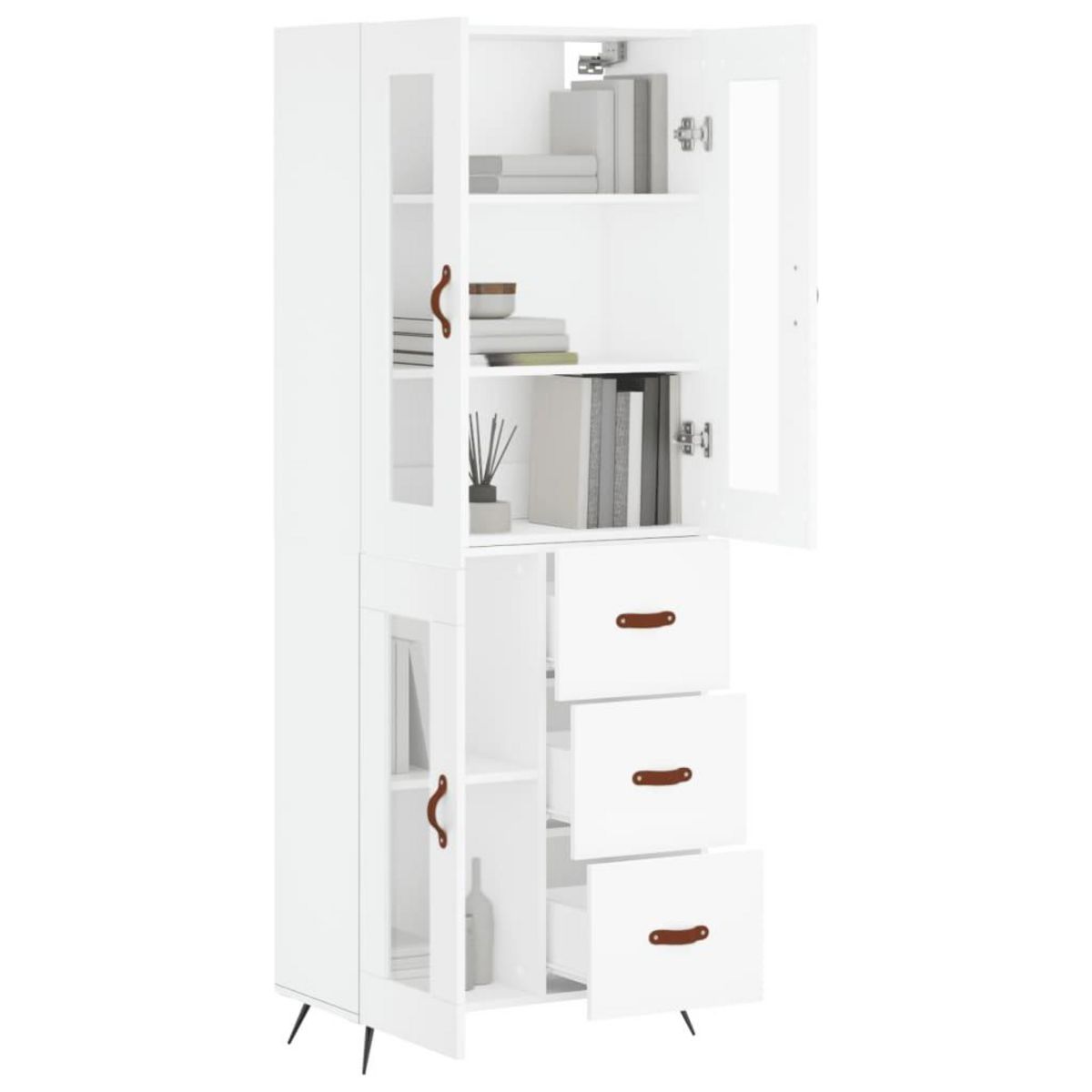 VIDAXL Buffet haut Blanc 69,5x34x180 cm Bois d'ingenierie