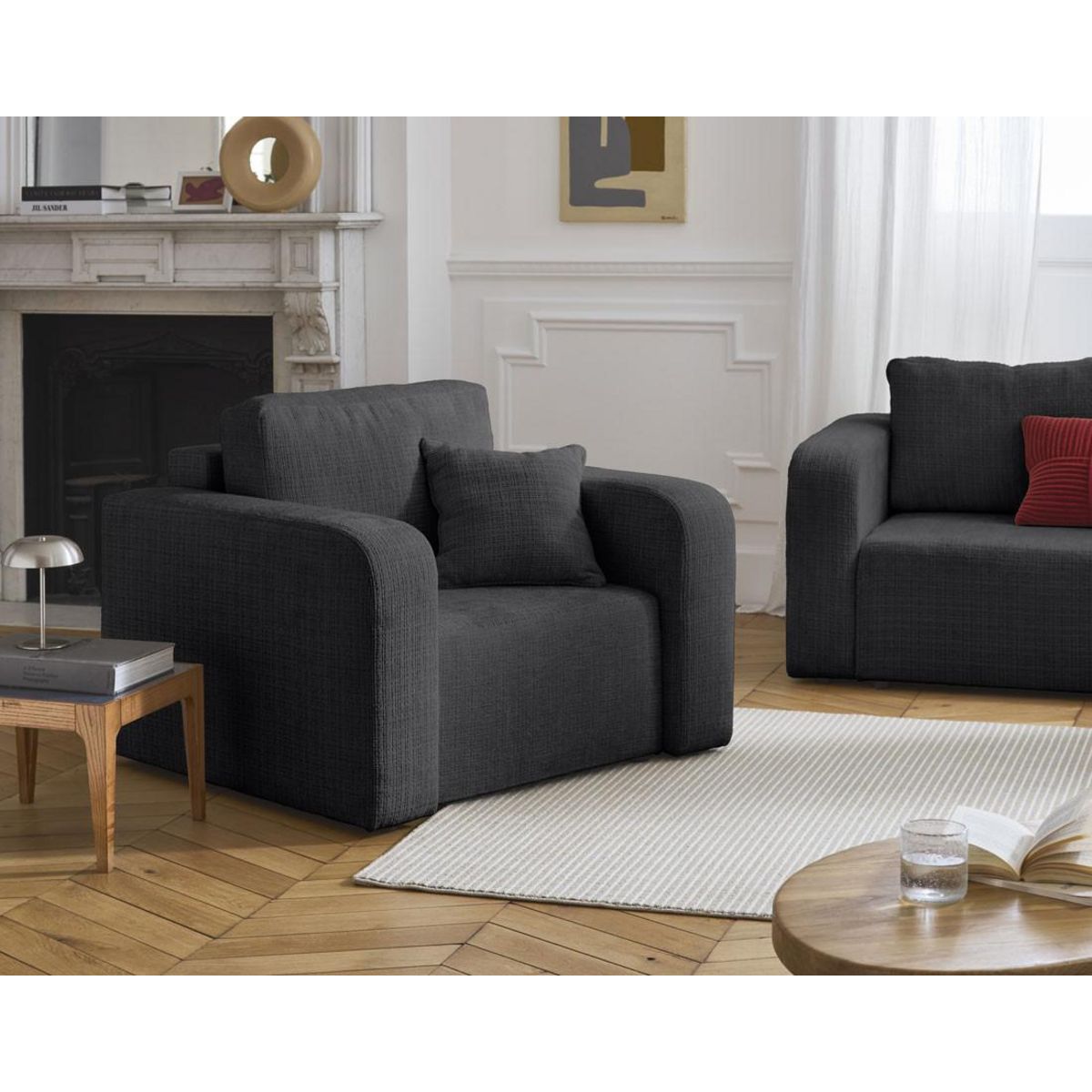 BEST MOBILIER Miro - fauteuil en velours texturé
