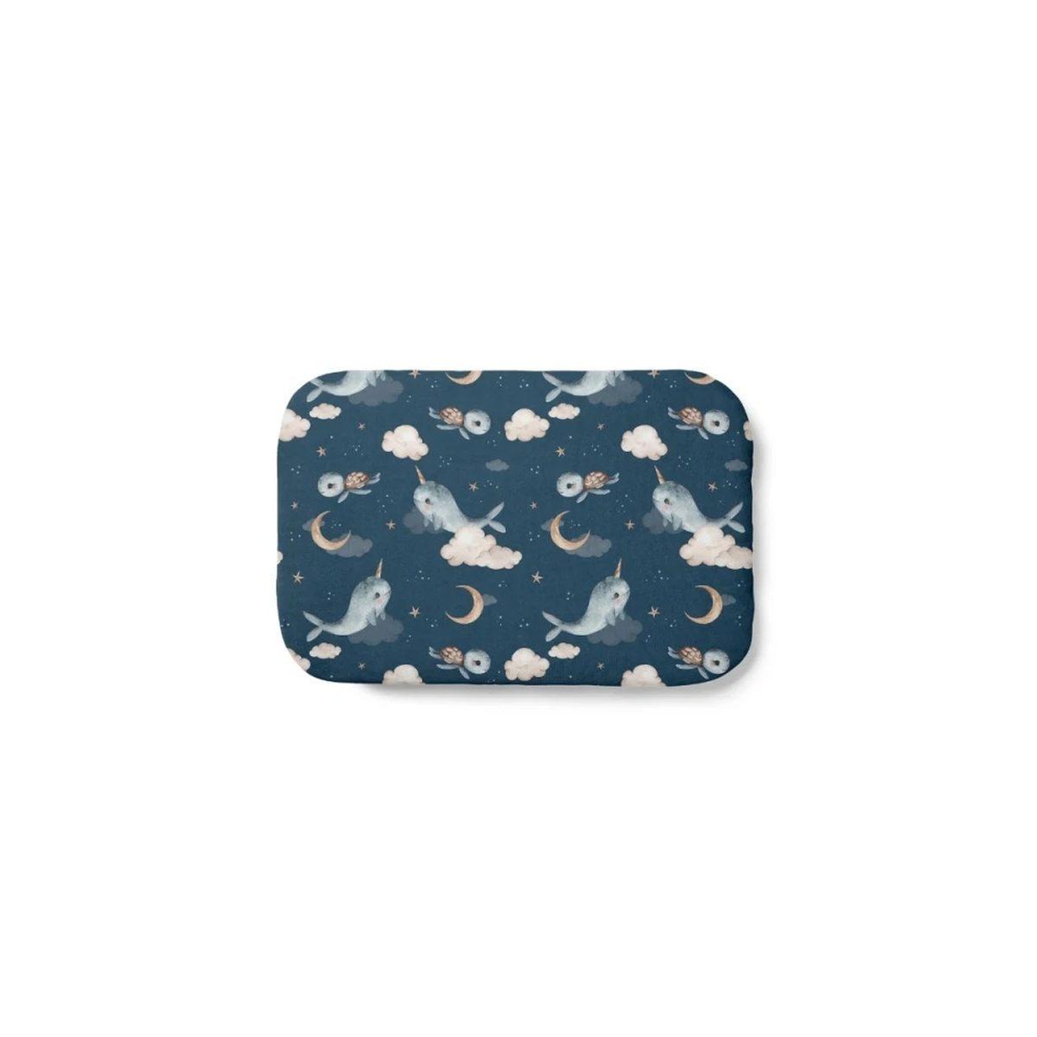 WALDIN Oreiller bébé 60 × 40 cm - motif baleine, bleu foncé