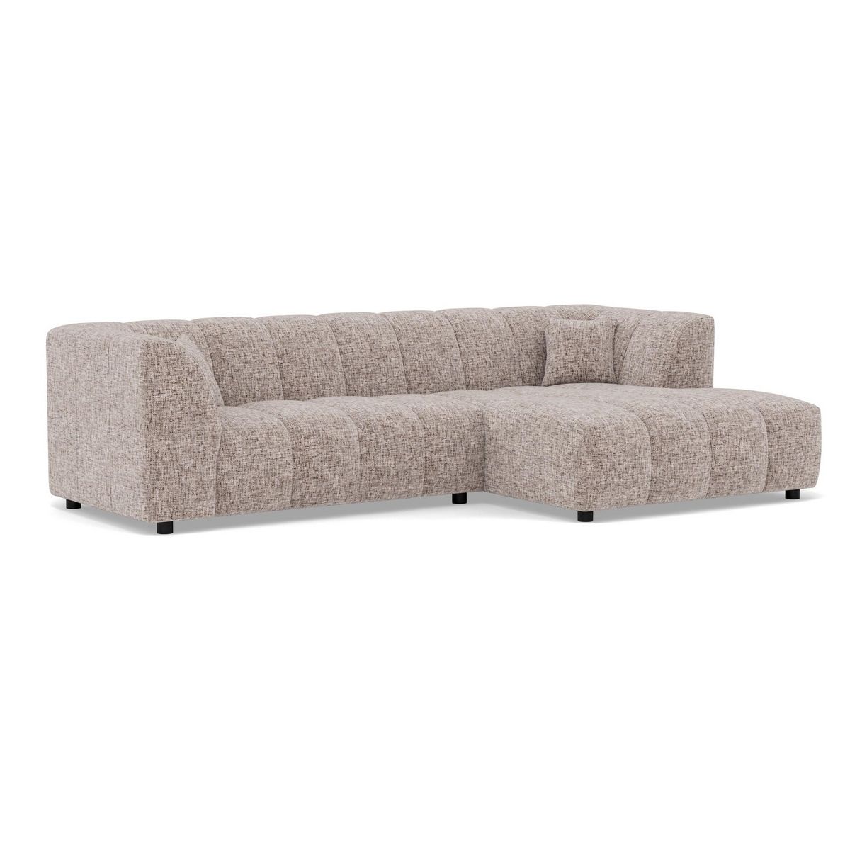 LISA DESIGN Curtis - canapé d'angle droit 4 places avec accoudoir en tissu texturé