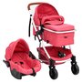 Voir la diapositive 1 : VIDAXL Poussette pour bebe 3-en-1 Rouge Aluminium
