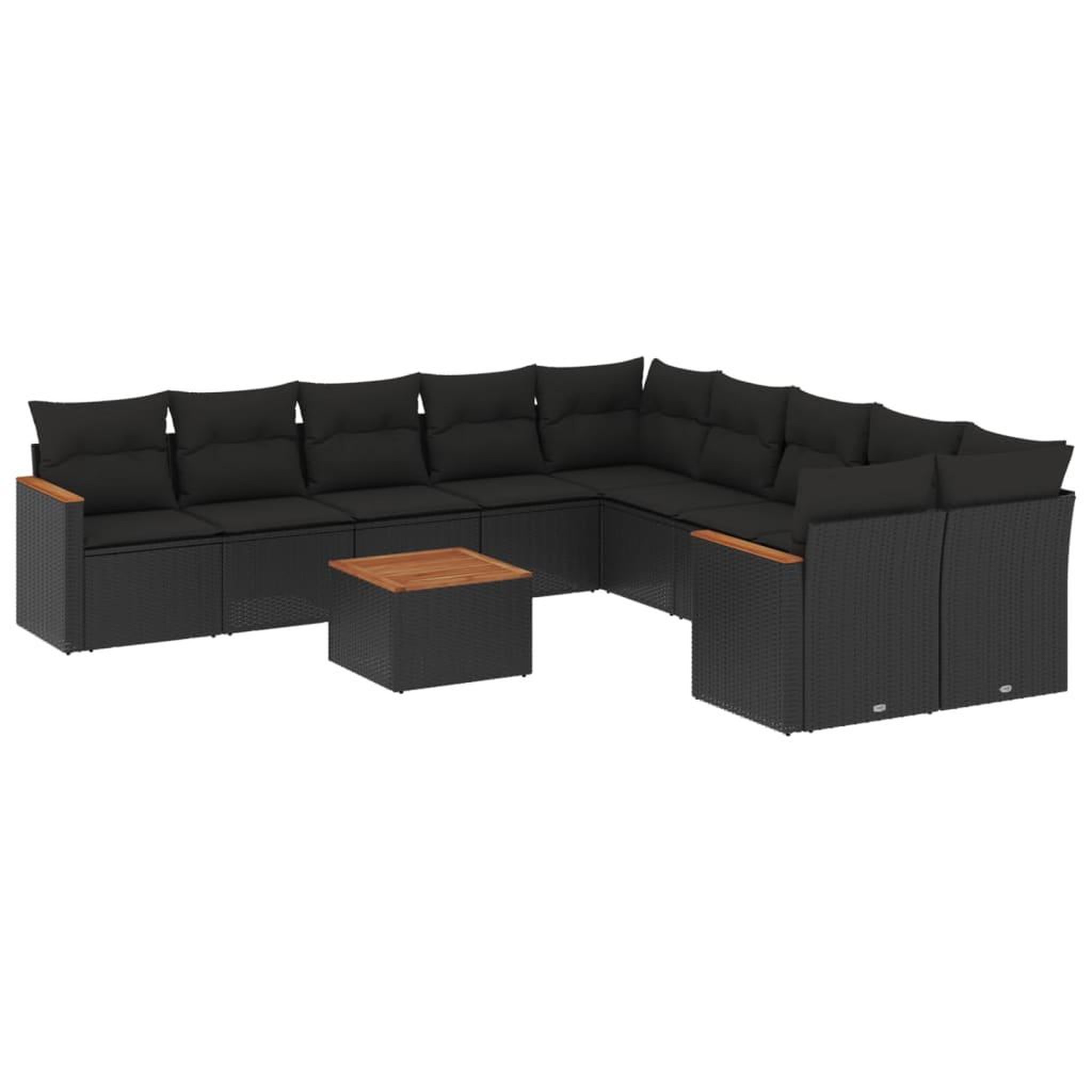 Voir la diapositive 2 : VIDAXL Salon de jardin 11 pcs avec coussins noir resine tressee
