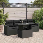 VIDAXL Salon de jardin 5 pcs avec coussins noir resine tressee
