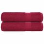 Voir la diapositive 1 : VIDAXL Essuie mains 2 pcs bordeaux 50x100 cm 360 g m² 100% coton