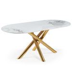 Paris Prix Table À Manger Effet Marbre  Lucinda  180cm Blanc & Or