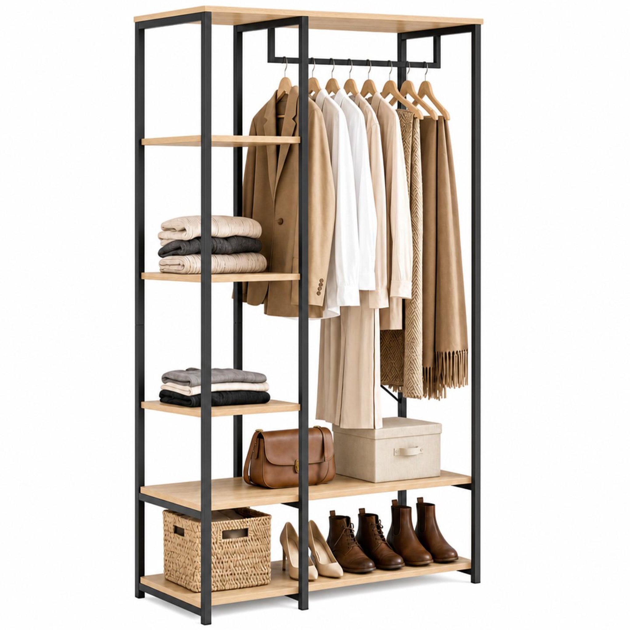 ID MARKET Dressing penderie étagères l. 90 cm detroit design industriel