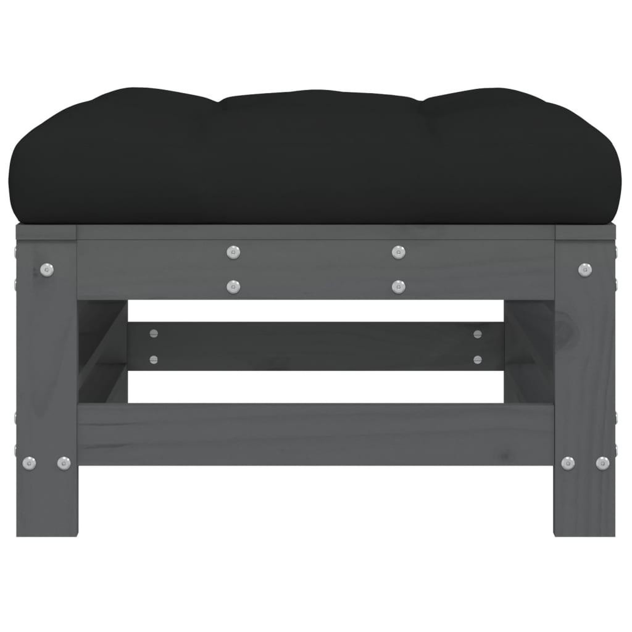 Voir la diapositive 4 : VIDAXL Repose-pieds de jardin coussins lot de 2 gris bois pin massif