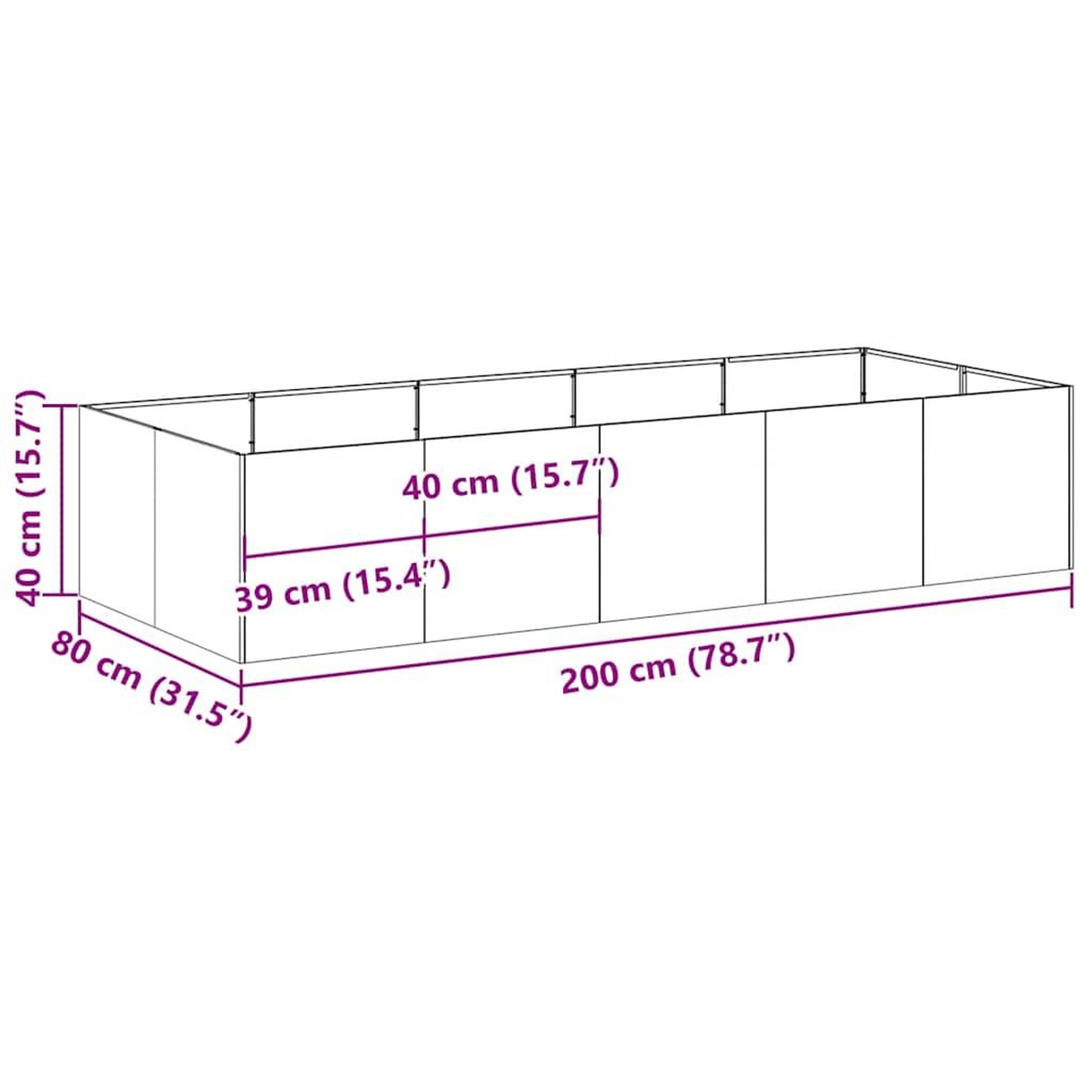 Voir la diapositive 6 : VIDAXL Jardiniere anthracite 200x80x40 cm acier