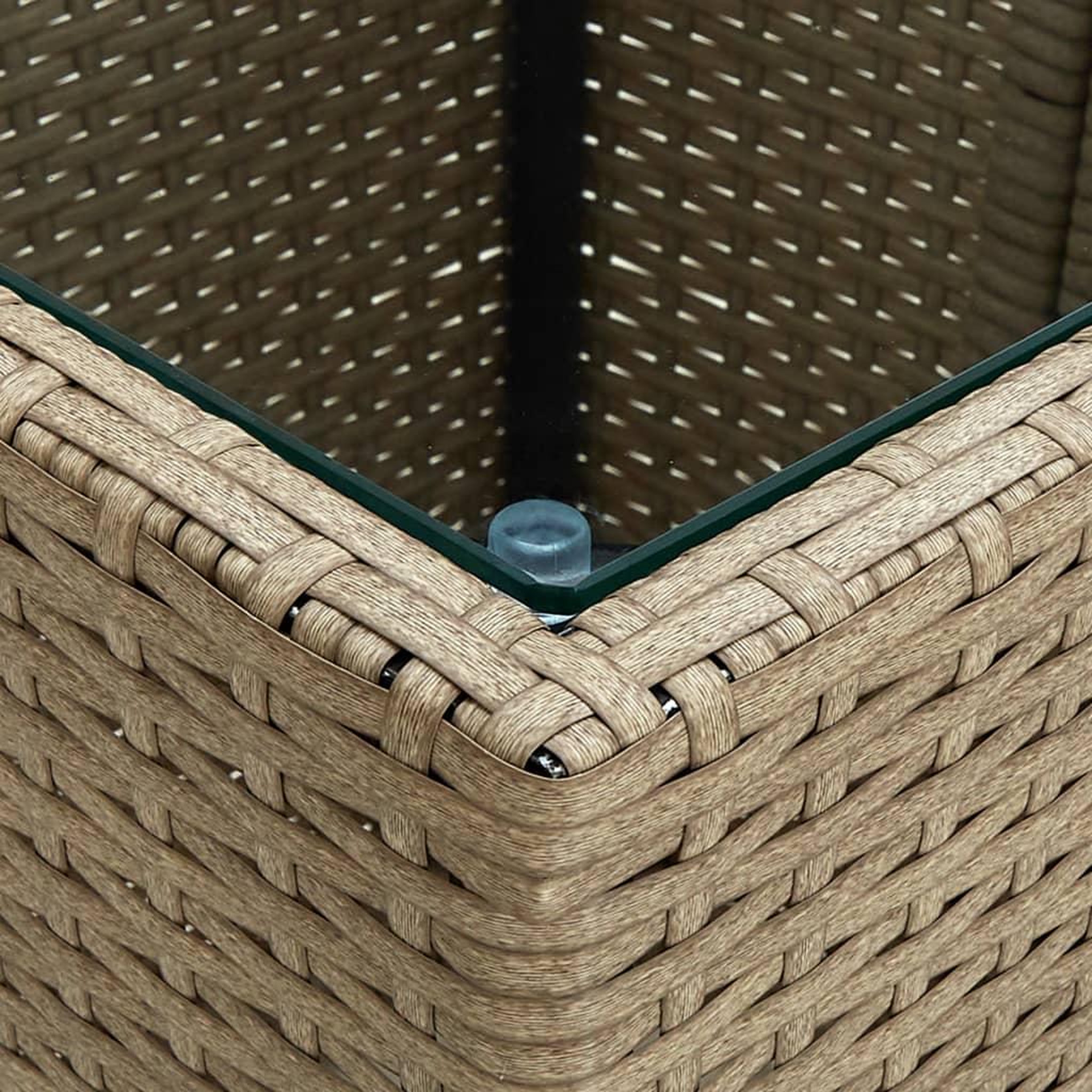 Voir la diapositive 4 : VIDAXL Table a the Beige 41,5x41,5x44cm Resine tressee et verre trempe