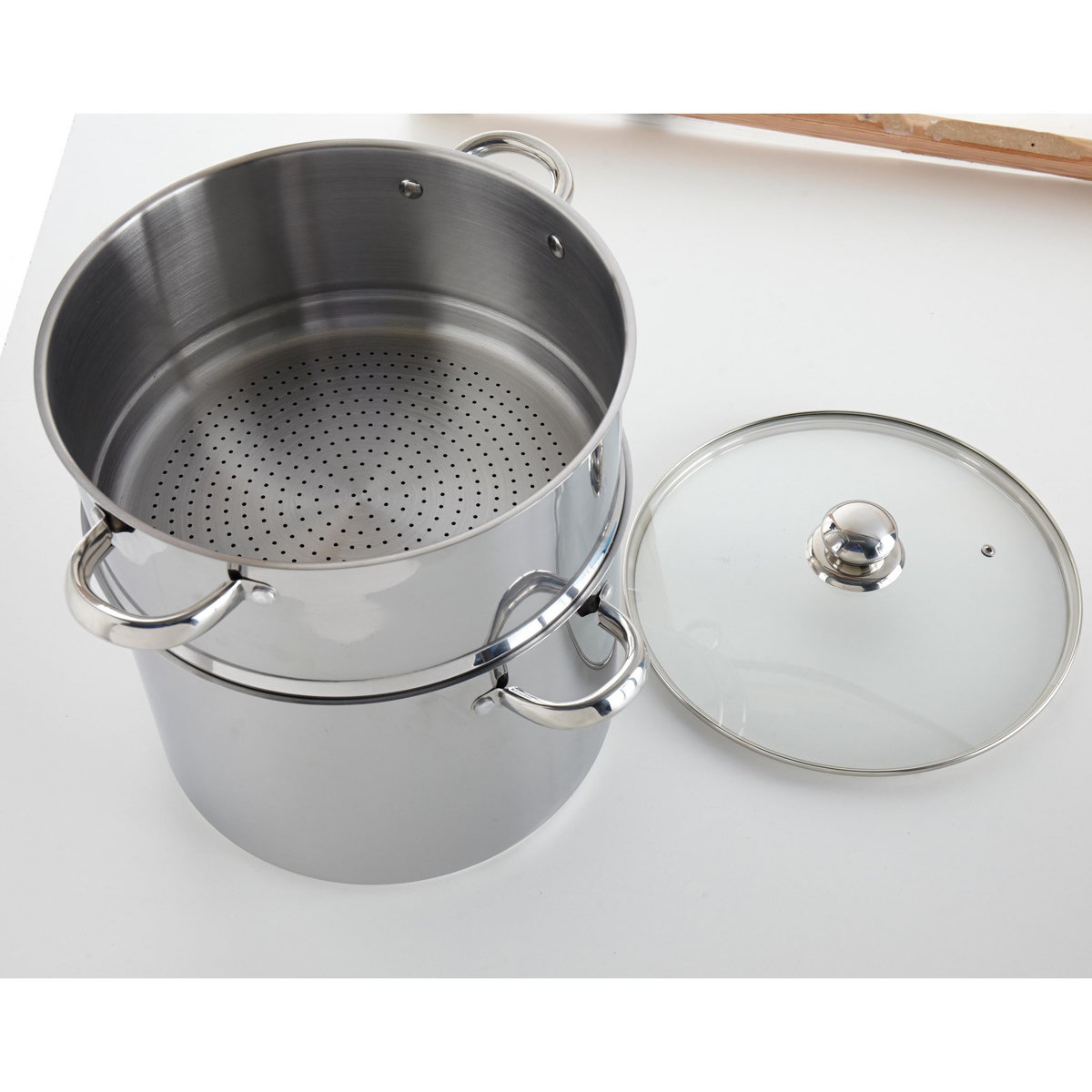 BAUMALU Couscoussier en inox 11L avec couvercle en verre