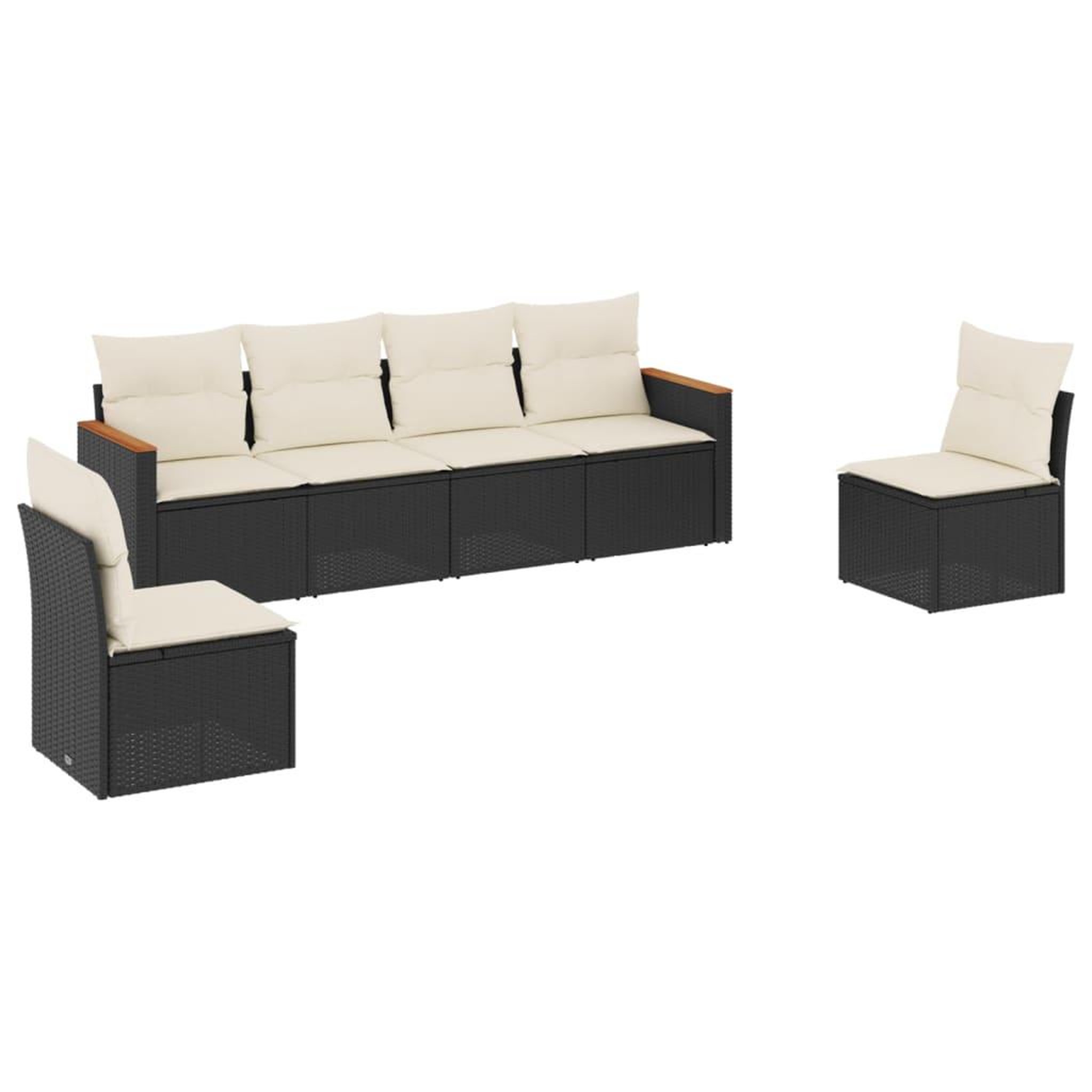 Voir la diapositive 2 : VIDAXL Salon de jardin 6 pcs avec coussins noir resine tressee