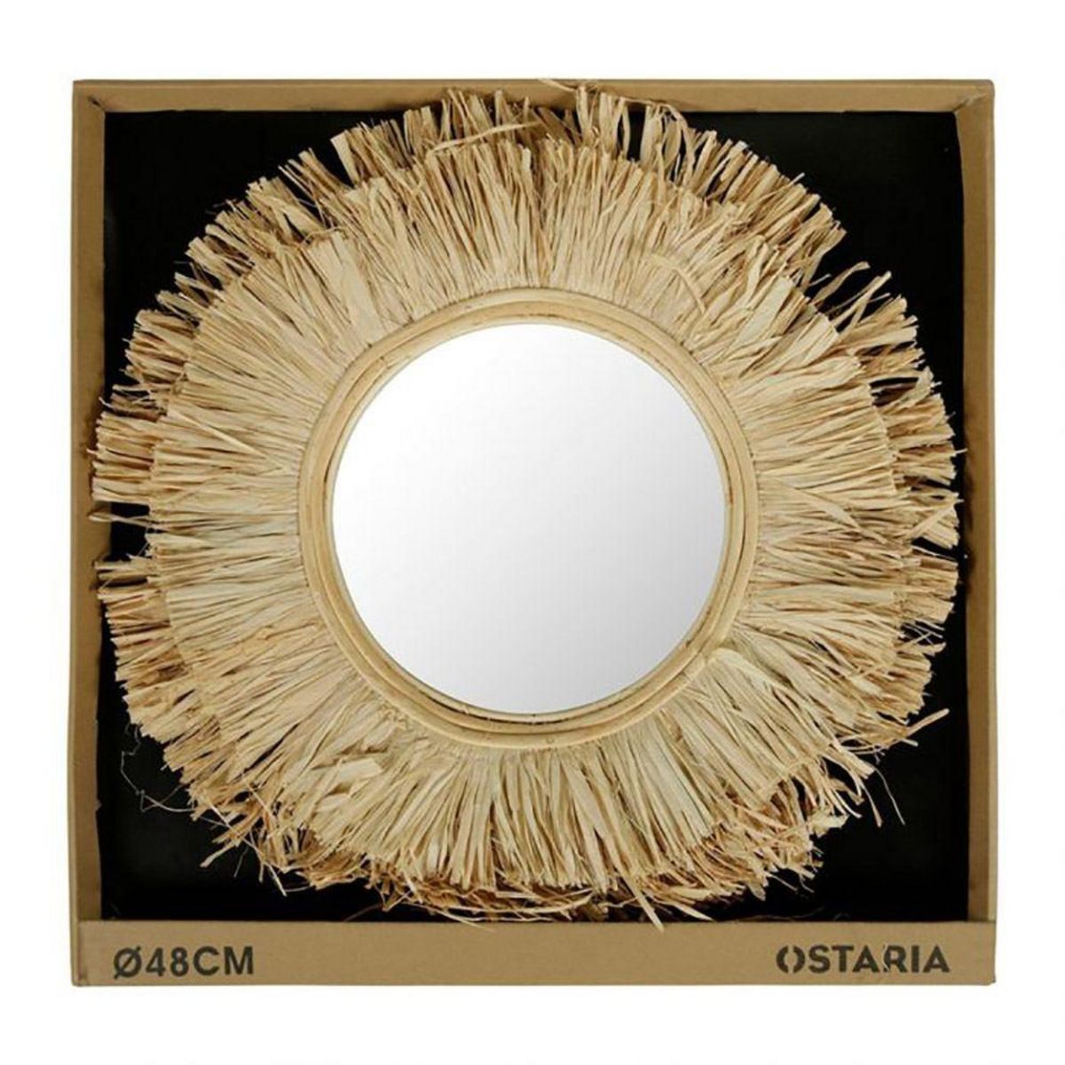 OSTARIA Miroir rond raphia D48