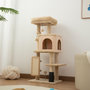 Voir la diapositive 4 : PAWHUT Arbre à chat H.104 cm - griffoir, grattoir, bande massante, jeux boules, niche, plateforme observation - beige