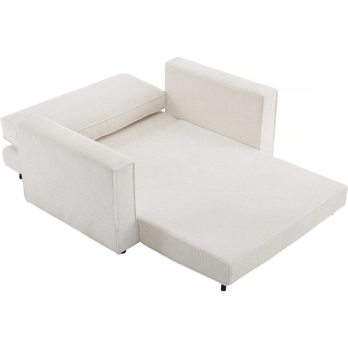 Habitat et Jardin Canapé droit convertible en velours côtelé  Grenelle  - 2 places - Beige