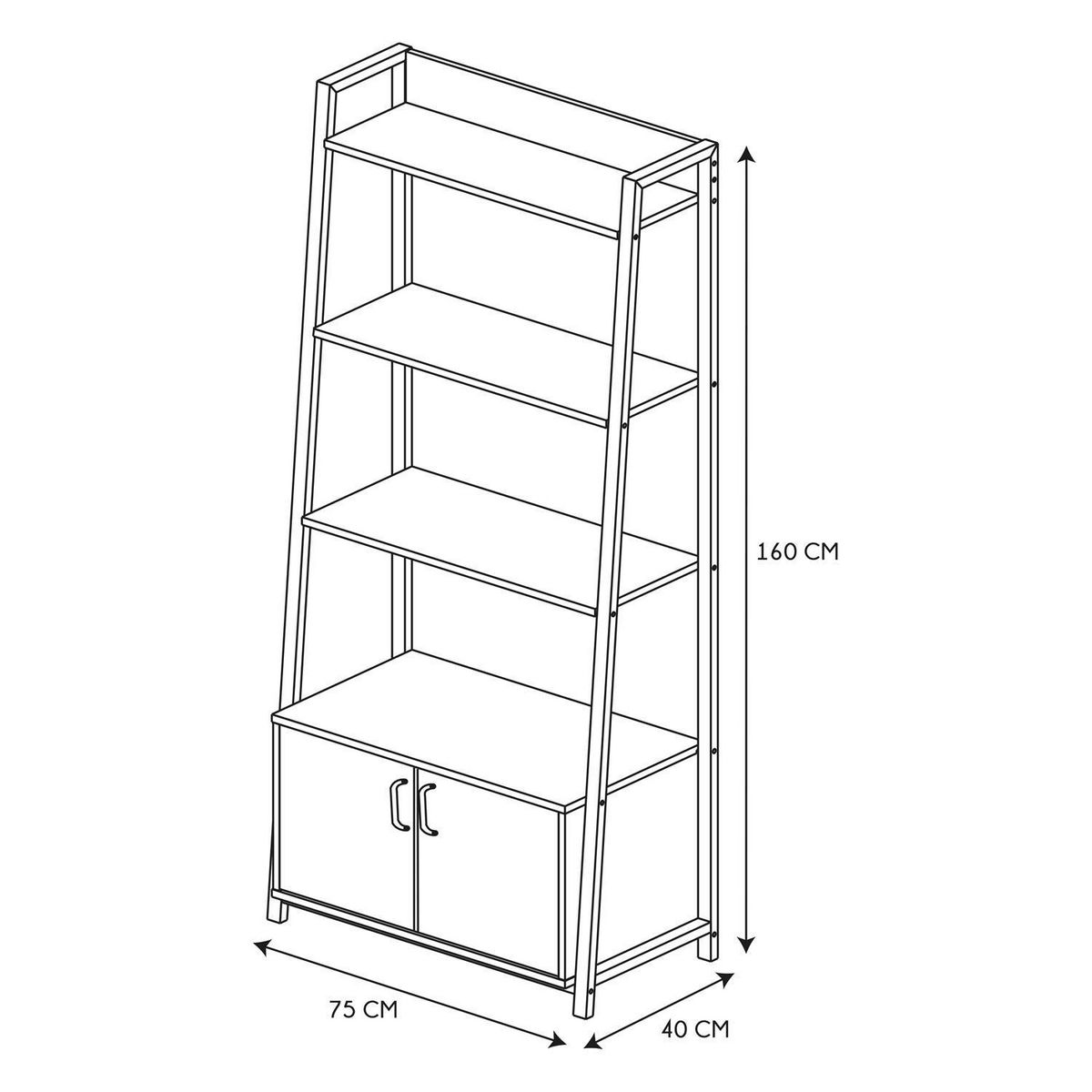 The Home Deco Factory Bibliothèque en bois et métal - Marron et noir