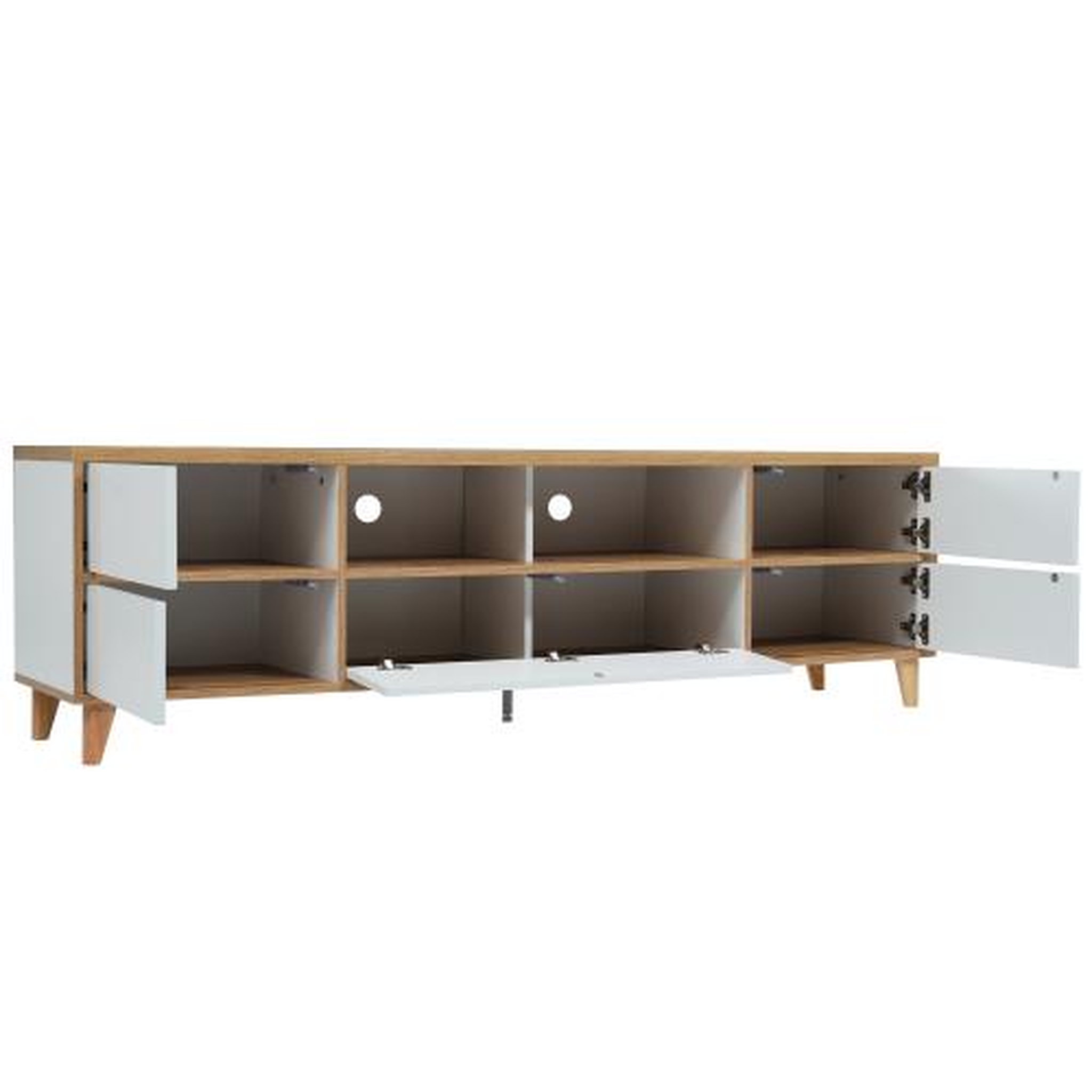 MERAX Meuble tv naturel+blanc 175 cm mdf