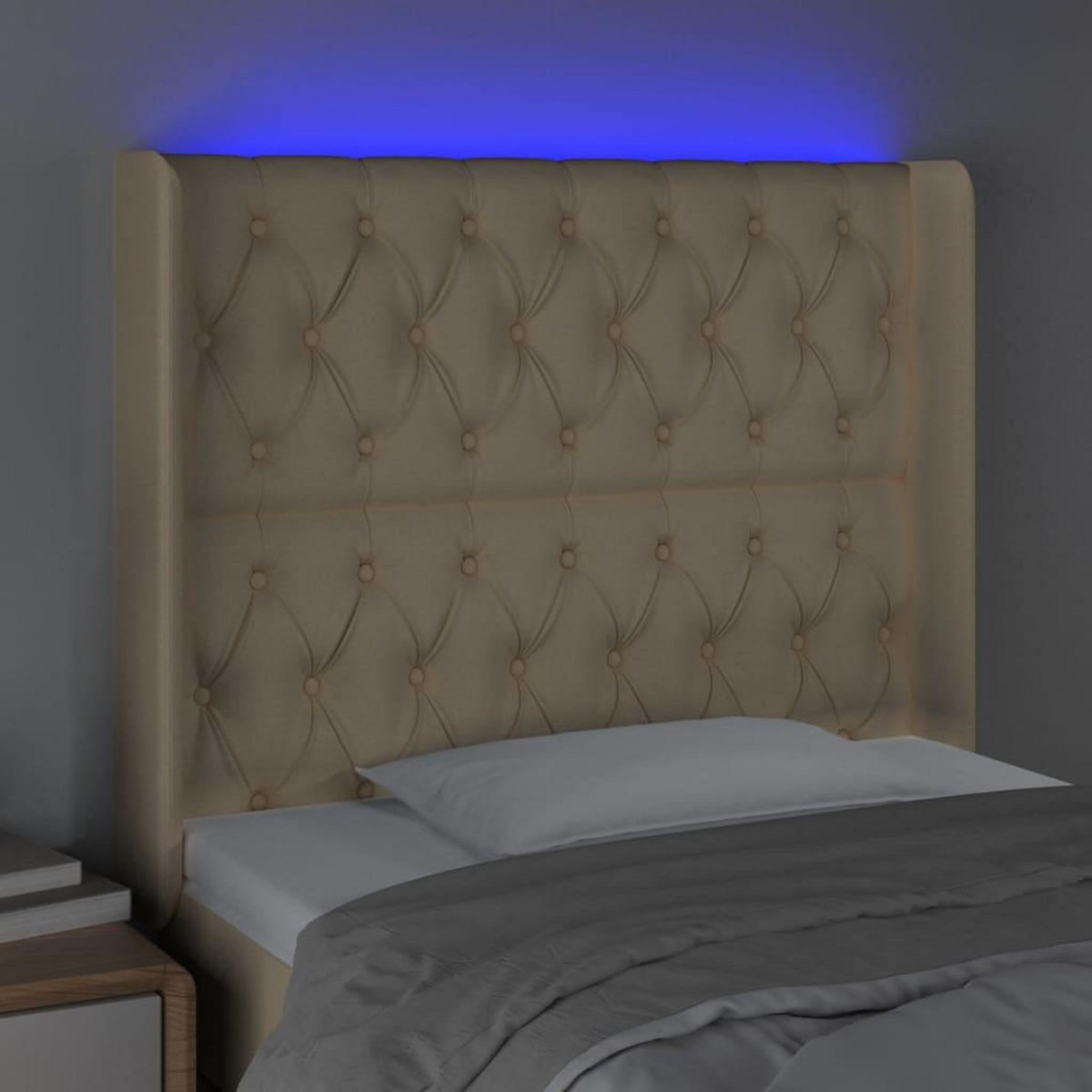 VIDAXL Tete de lit a LED Creme 103x16x118/128 cm Tissu