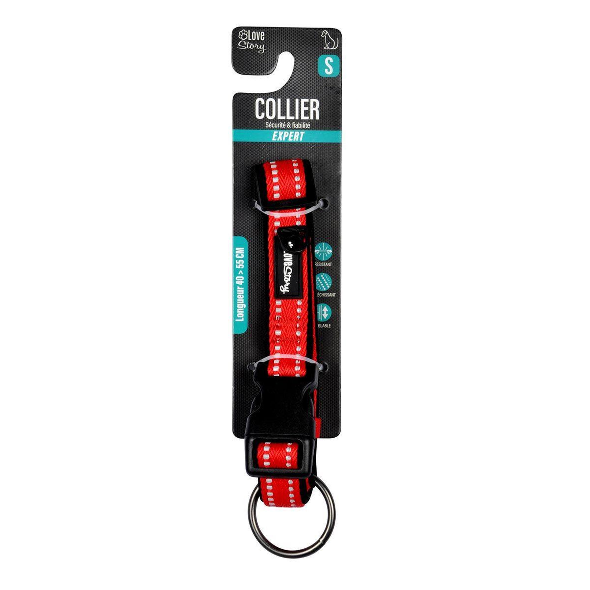 Voir la diapositive 2 : HOMEA Collier pour animaux  expert réglable  55cm rouge