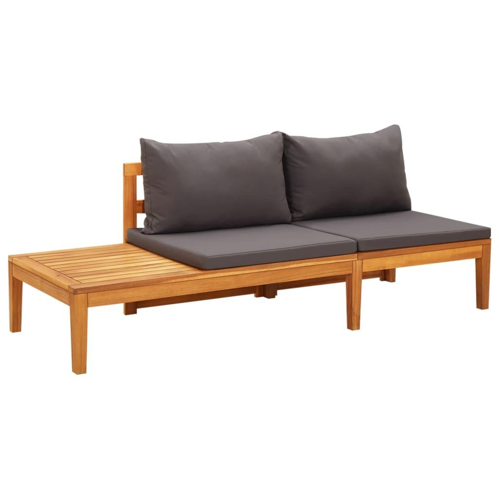 Voir la diapositive 5 : VIDAXL Salon de jardin 4 pcs avec coussins gris fonce Bois d'acacia