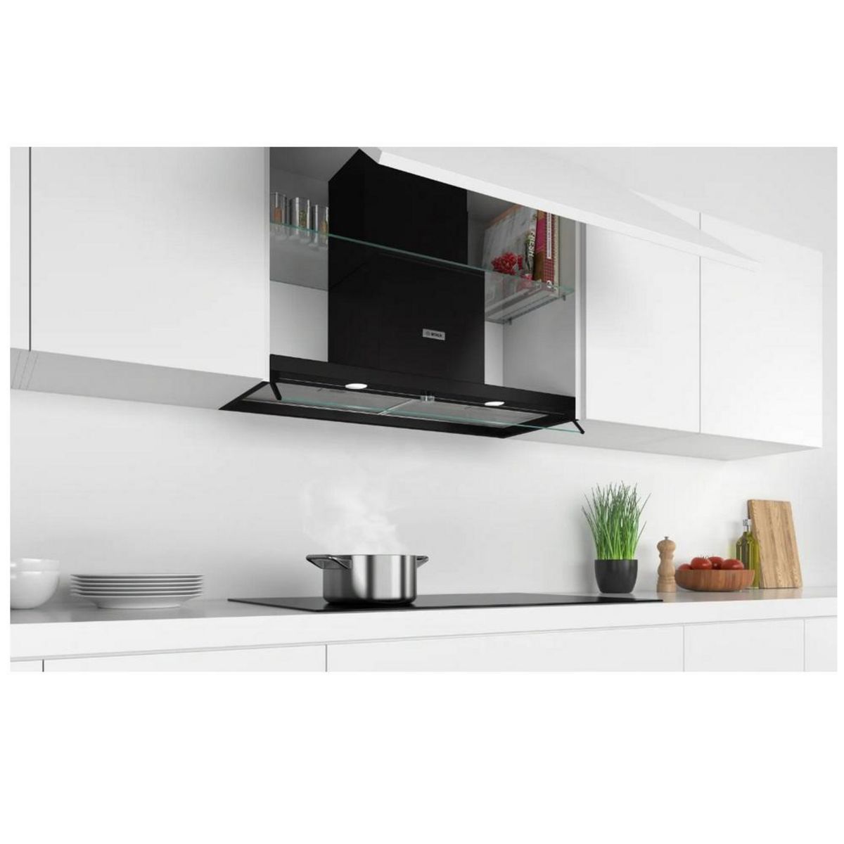 BOSCH Hotte box intégrée 90cm 620m3/h noir/verre - DBB96AF60