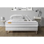 SEPTNUITS Pack matelas + sommier Memo Luxe Ressorts ensachés + mémoire de forme 5 zones de confort MAXI épaisseur. Coloris disponibles : Blanc