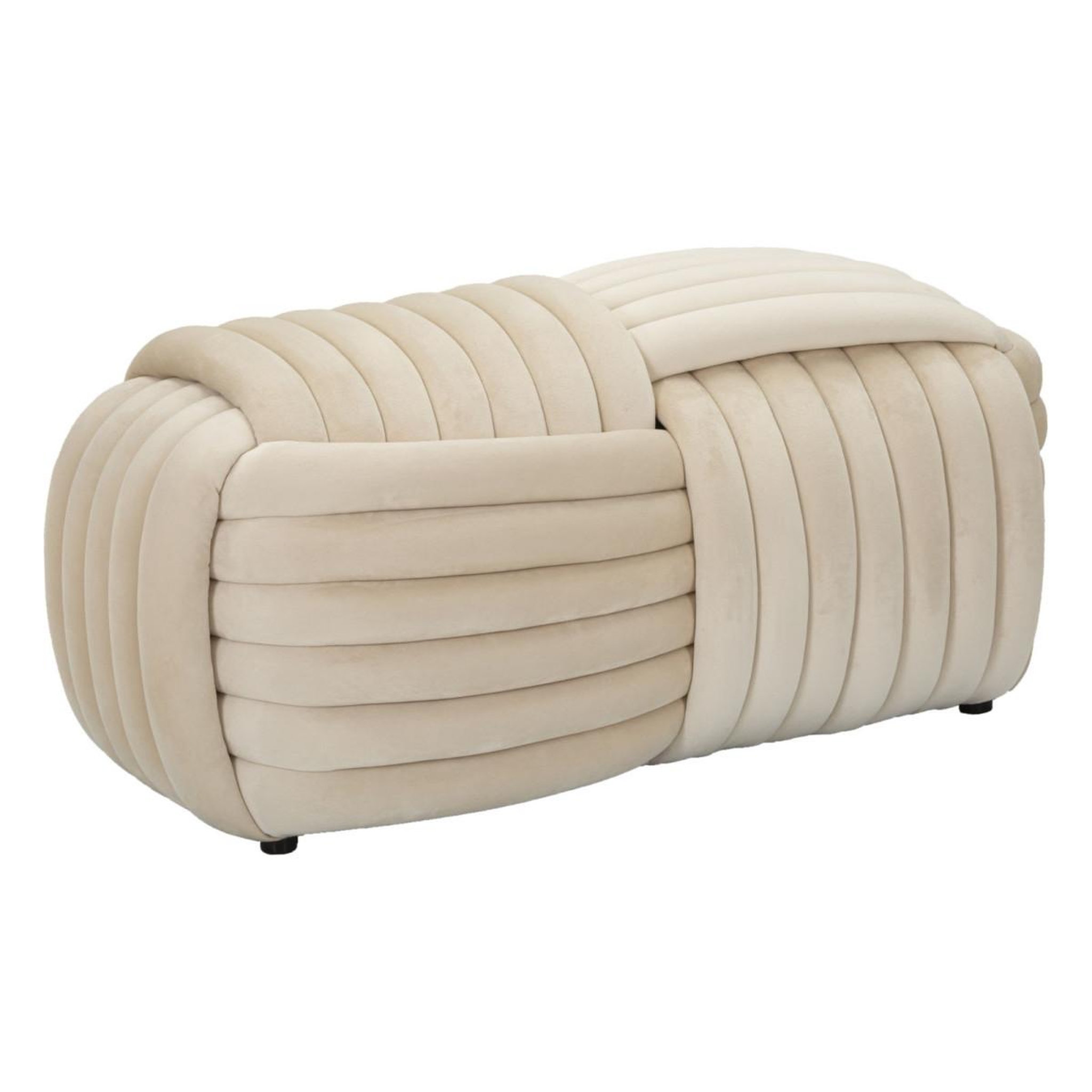 Paris Prix Banc design en velours  softy  90cm crème