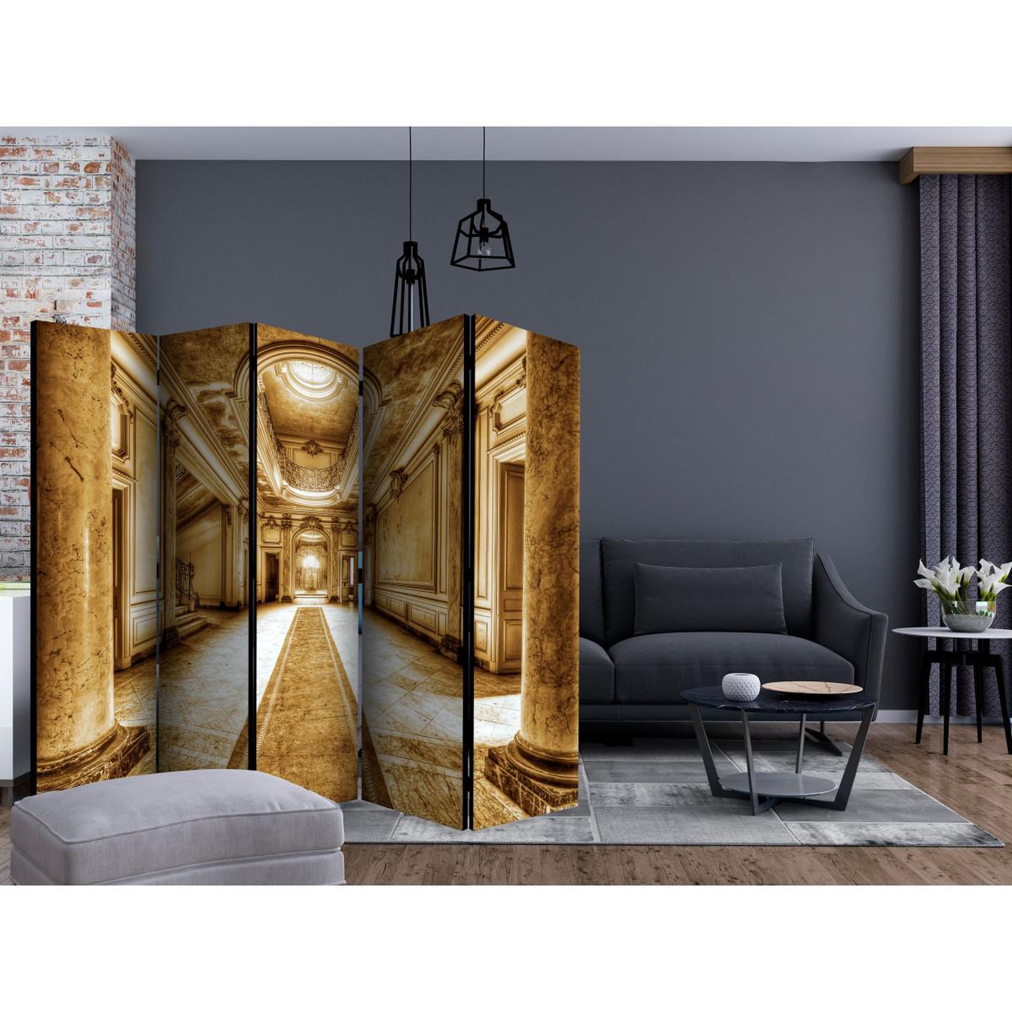 Voir la diapositive 2 : Paris Prix Paravent 5 volets  mystery marble sepia  172x225cm