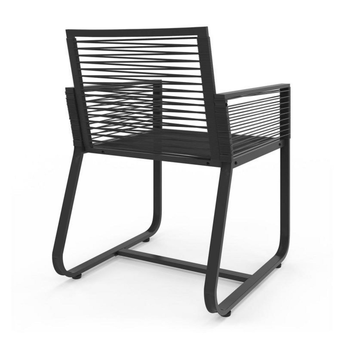 ID MARKET Lot de 2 fauteuils de jardin ODESSA métal et cordage noir