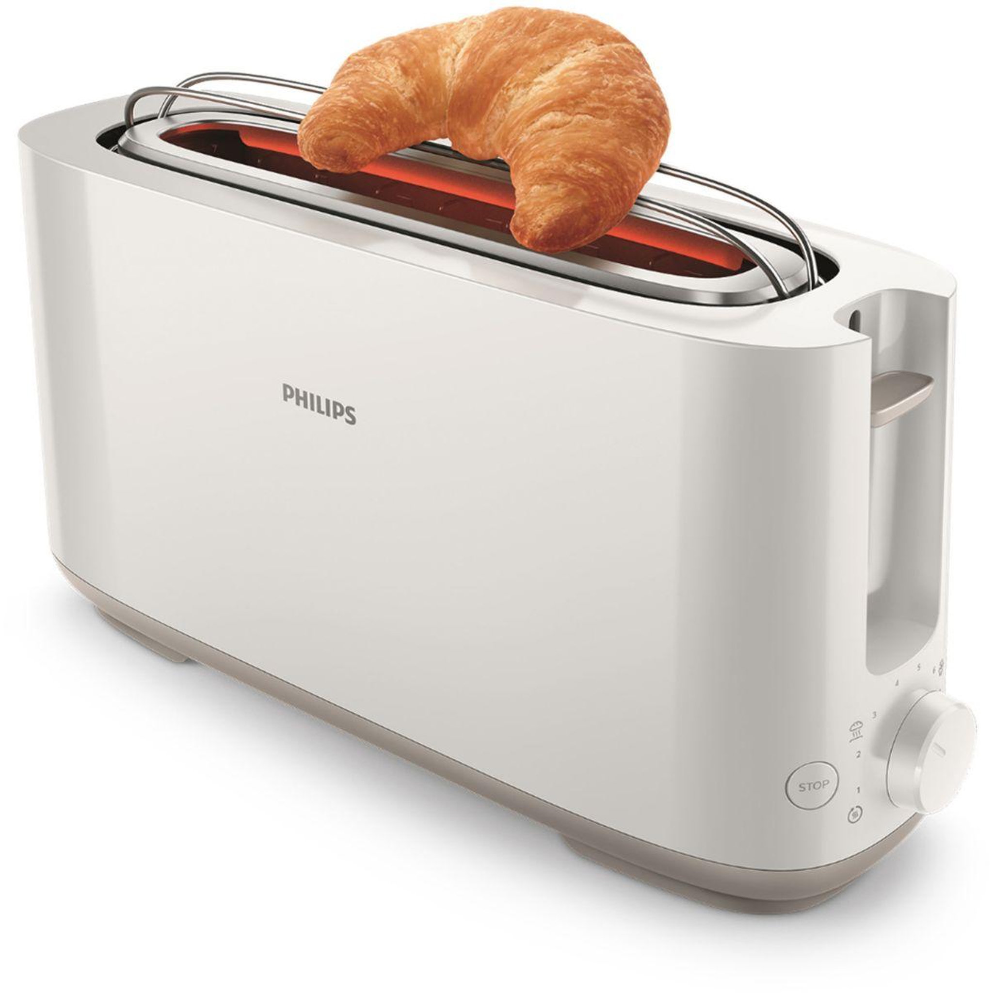 Voir la diapositive 3 : Philips Grille-pain hd2590/00 toaster blanc daily, 1 fente longue, 830w