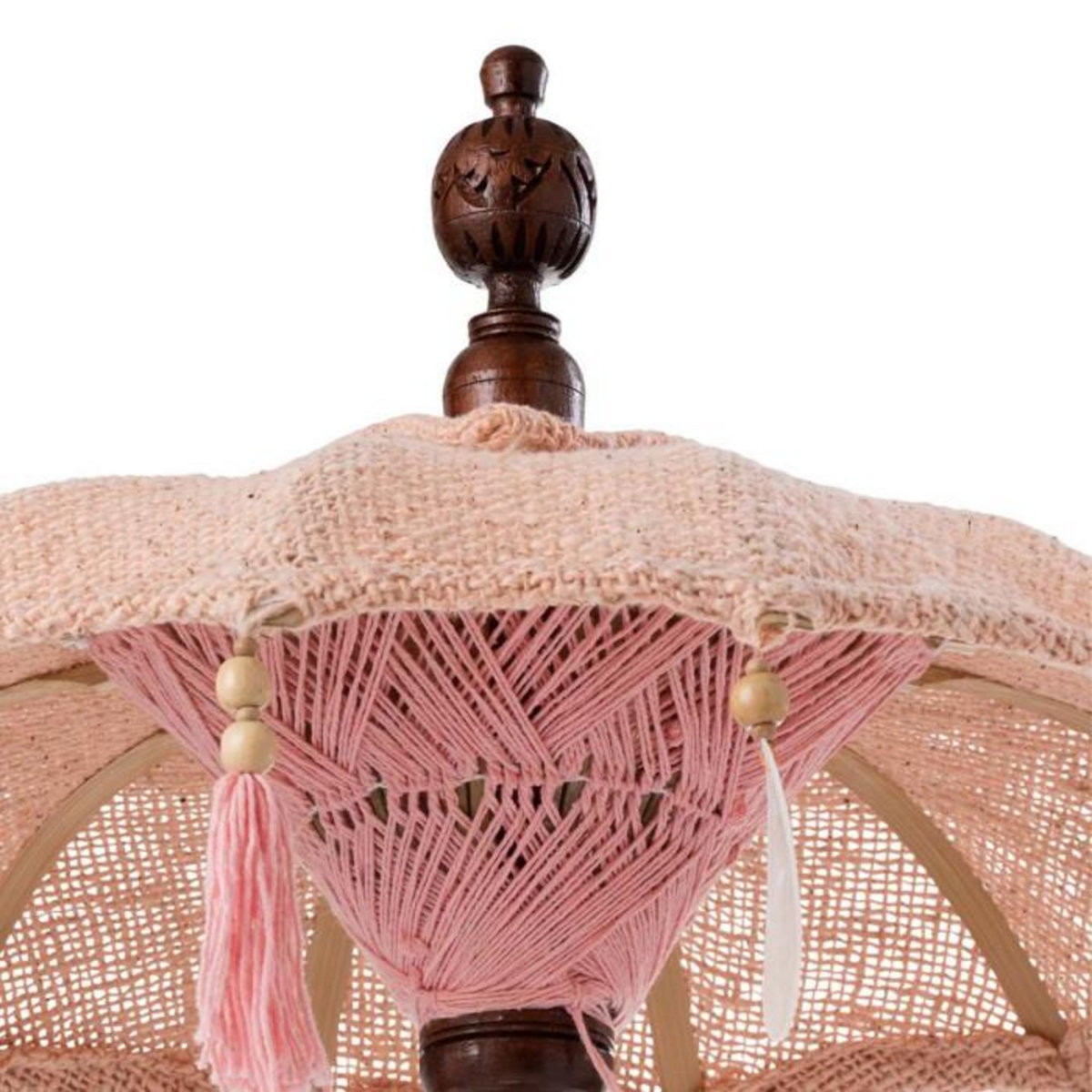 Paris Prix Parasol Déco  Pompons & Coquillages  51cm Saumon