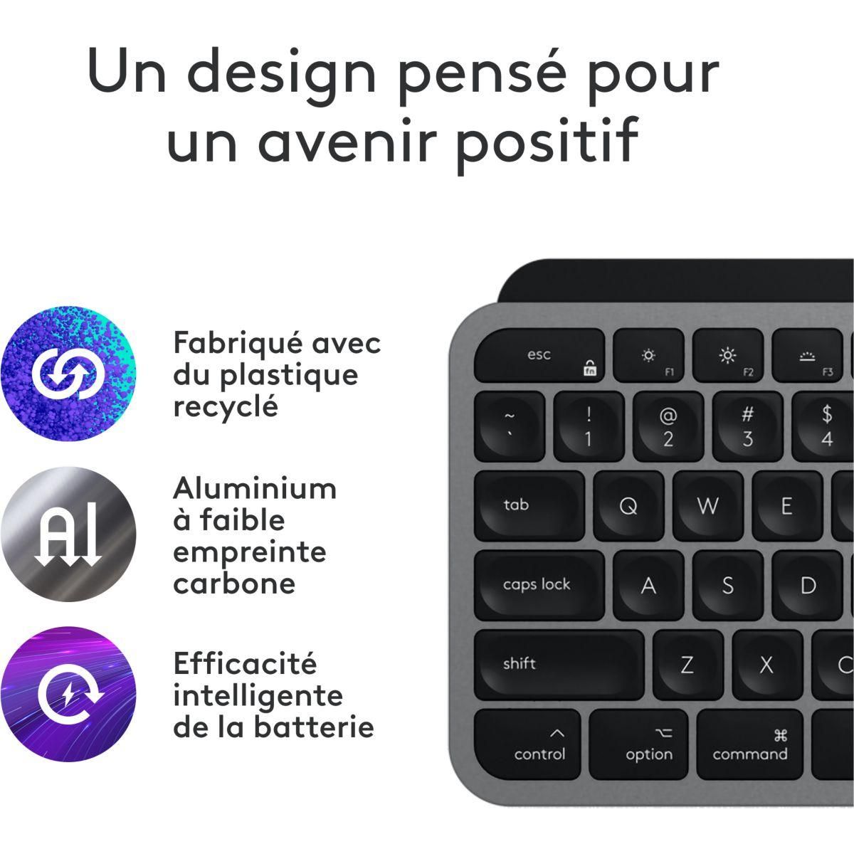 Logitech Clavier sans fil MX Keys S for Mac Gris Sideral