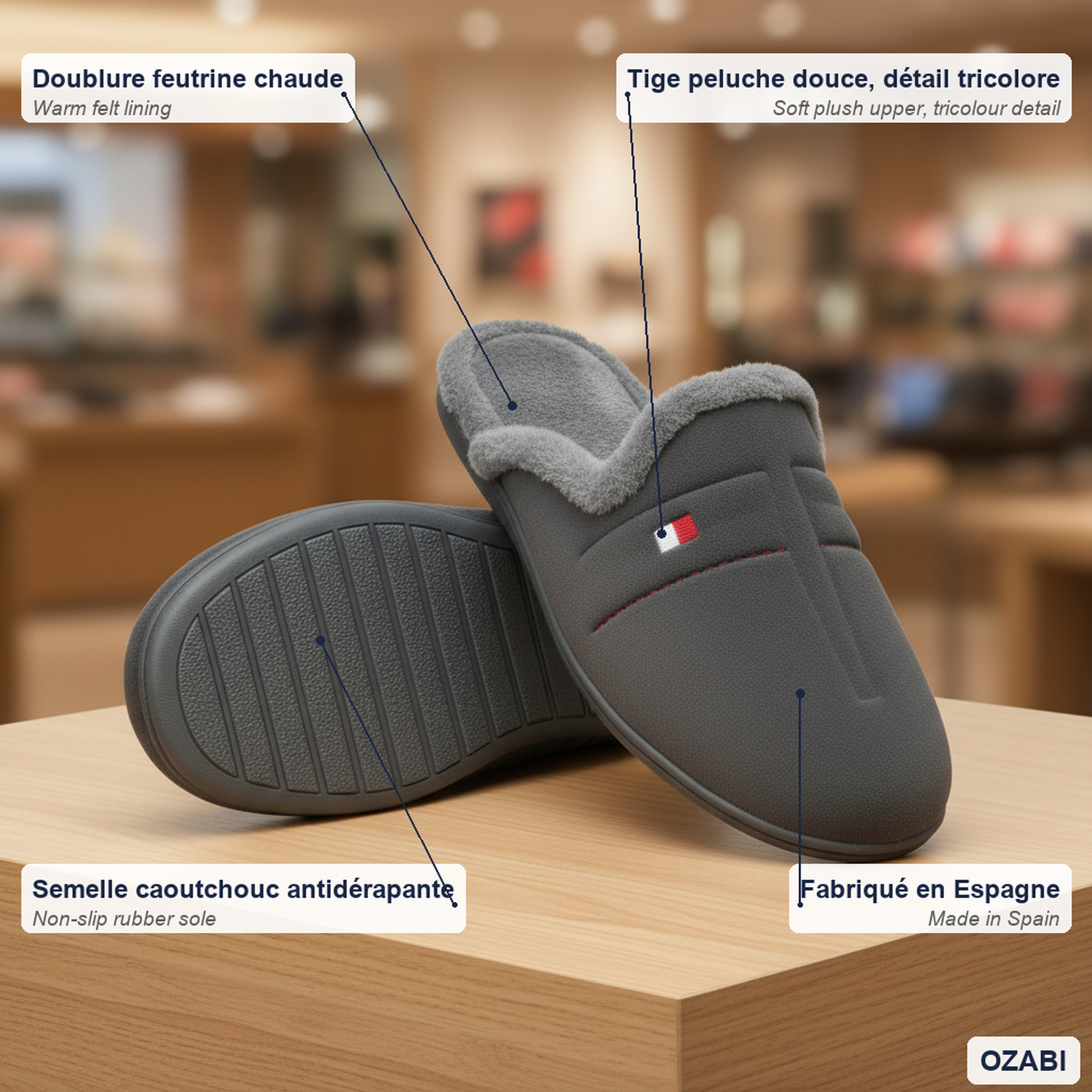 Voir la diapositive 4 : OZABI Ozabi pantoufles mules homme fabriquées en espagne, motifs fantaisie