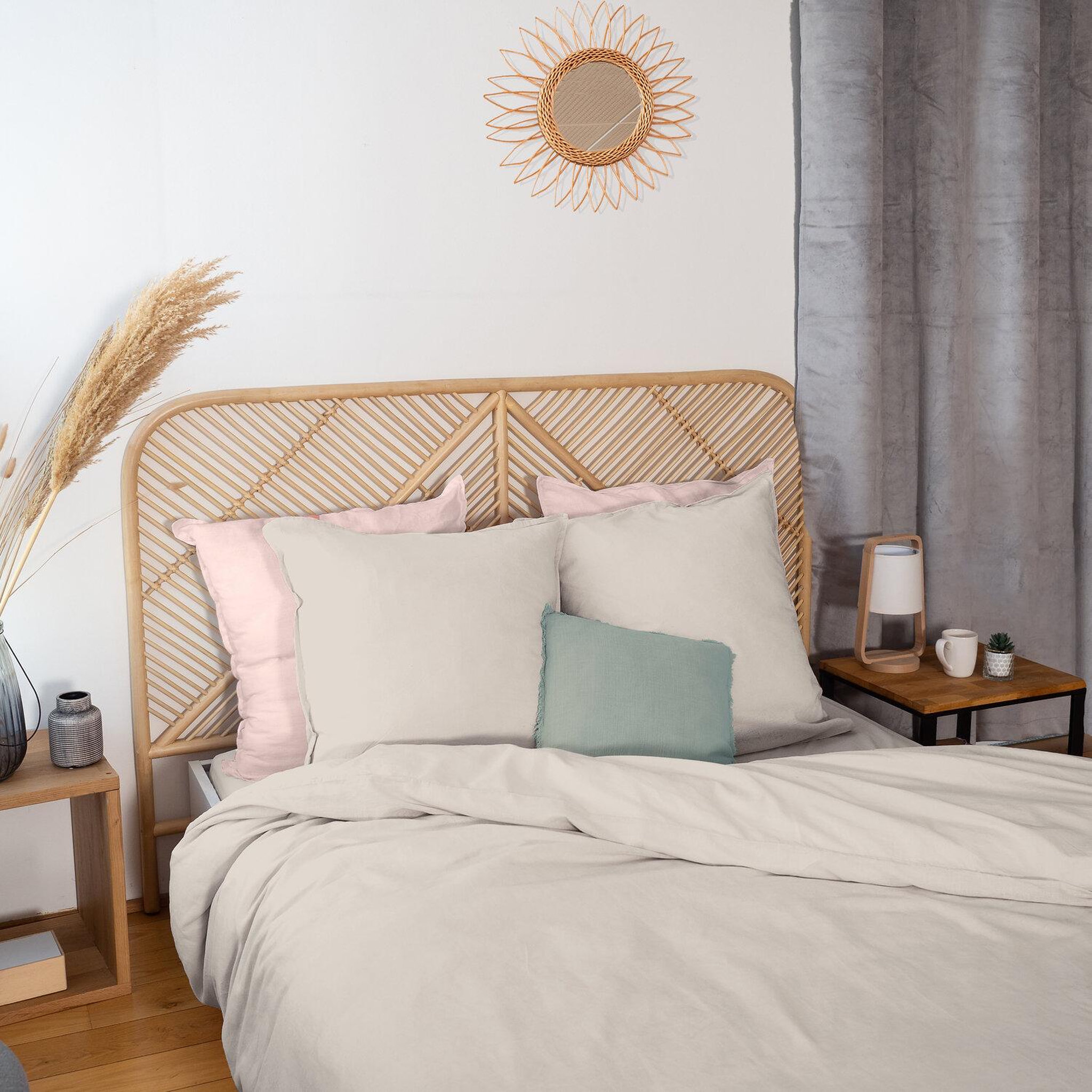 Voir la diapositive 4 : Home collection Parure housse de couette 100% lin et coton lavé 57 fils - dune