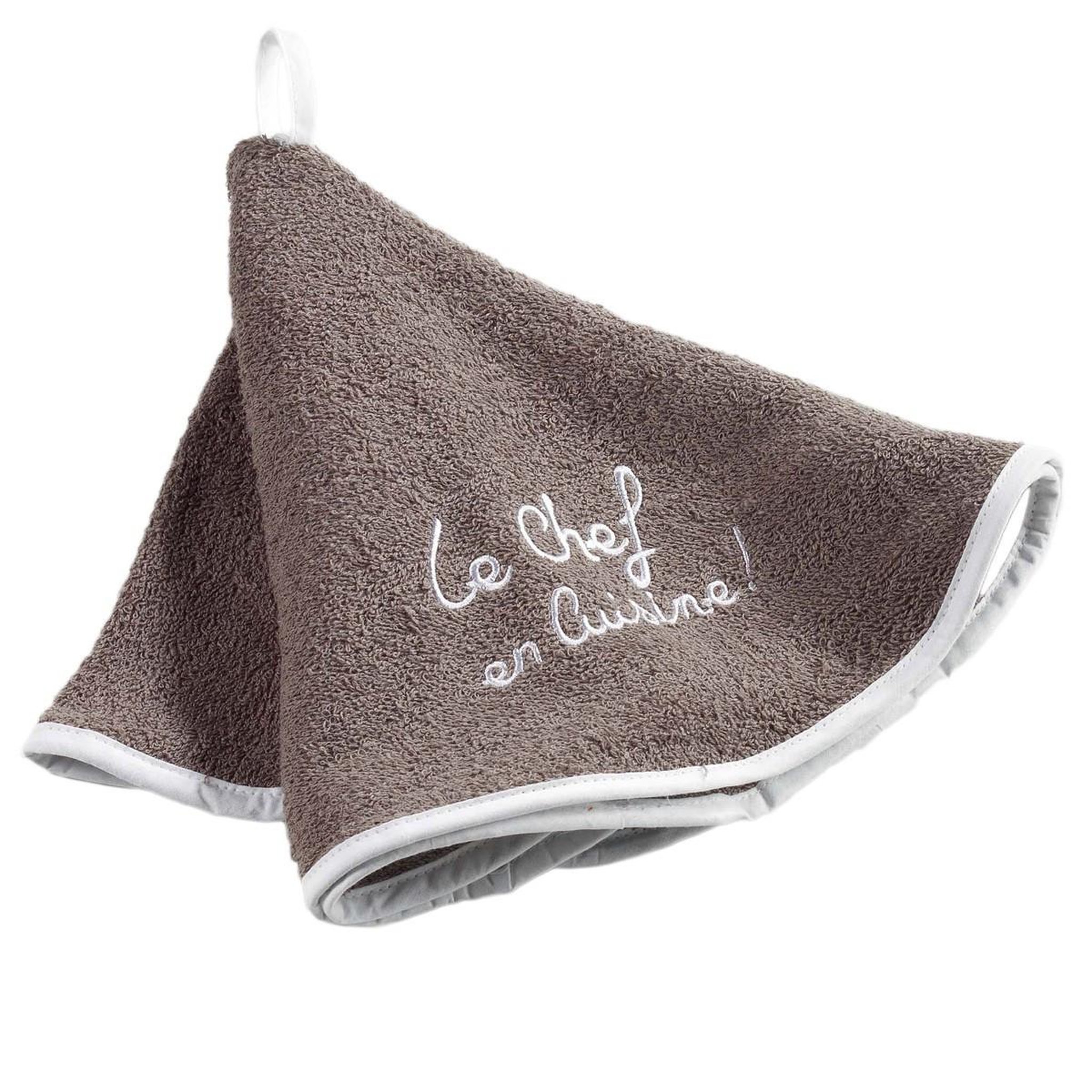 Voir la diapositive 1 : Douceur d'Intérieur Essuie-main rond  cuistot  60cm taupe