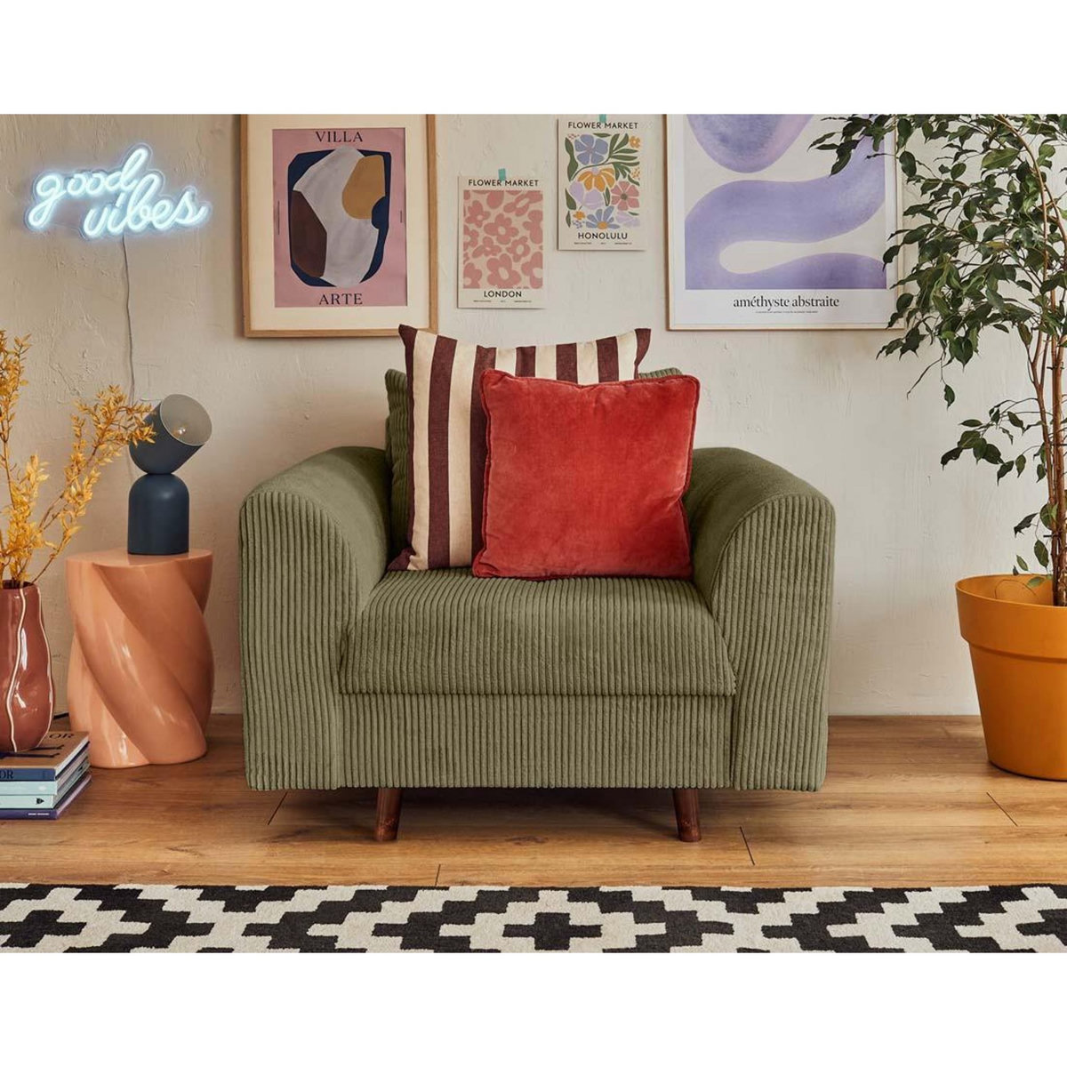 LISA DESIGN Rune - fauteuil - en velours côtelé