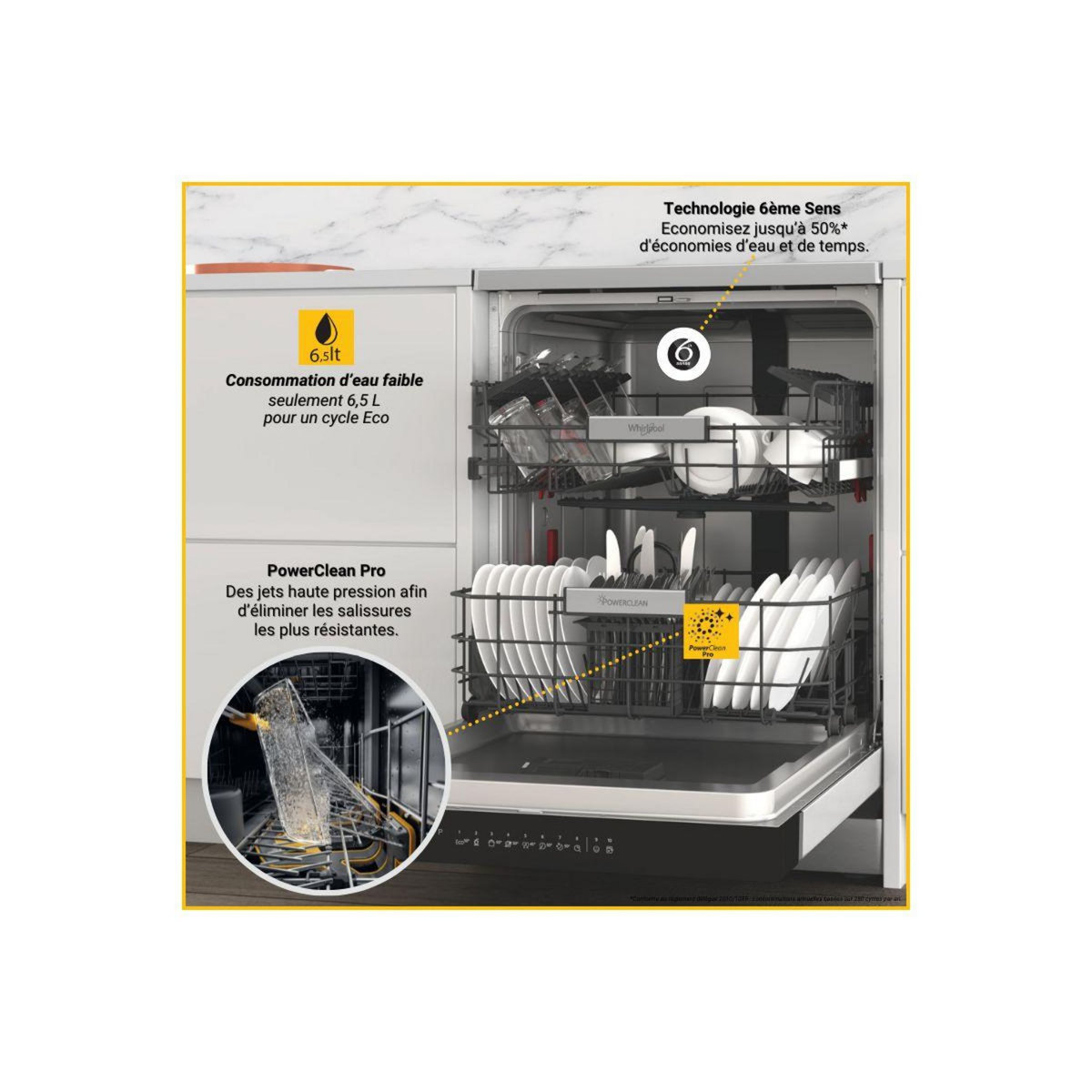 Whirlpool Lave vaisselle 60 cm WFO3T133P6.5X 6ème SENS