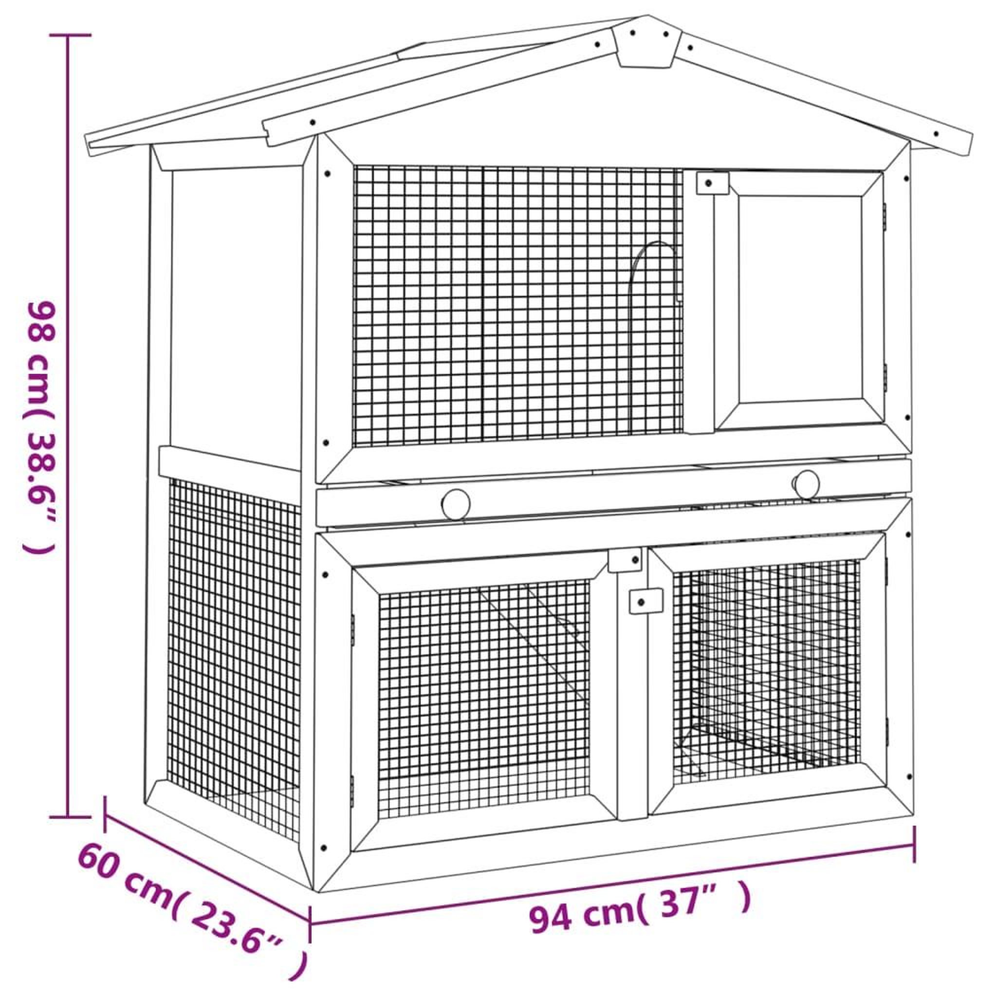 Voir la diapositive 6 : VIDAXL Clapier d'exterieur 3 portes Rouge Bois