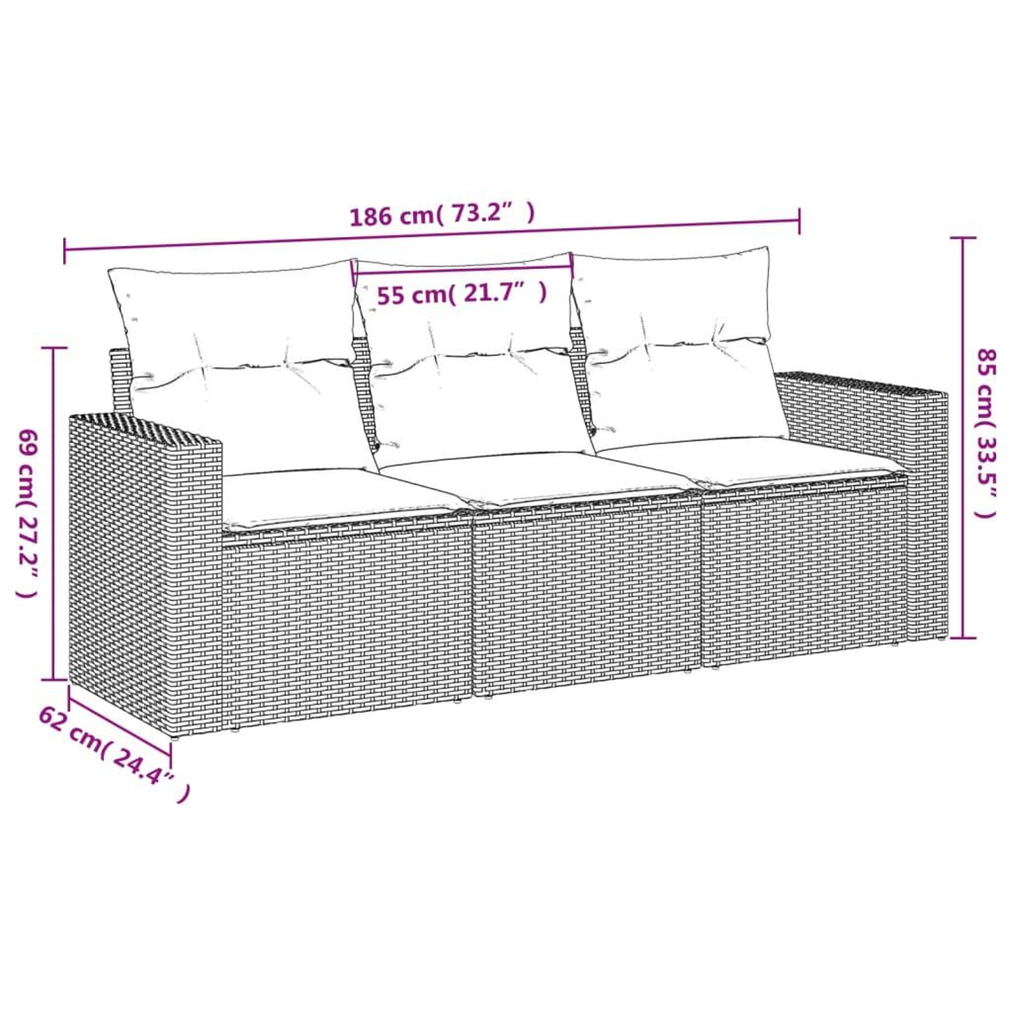 Voir la diapositive 3 : VIDAXL Salon de jardin avec coussins 3 pcs gris resine tressee