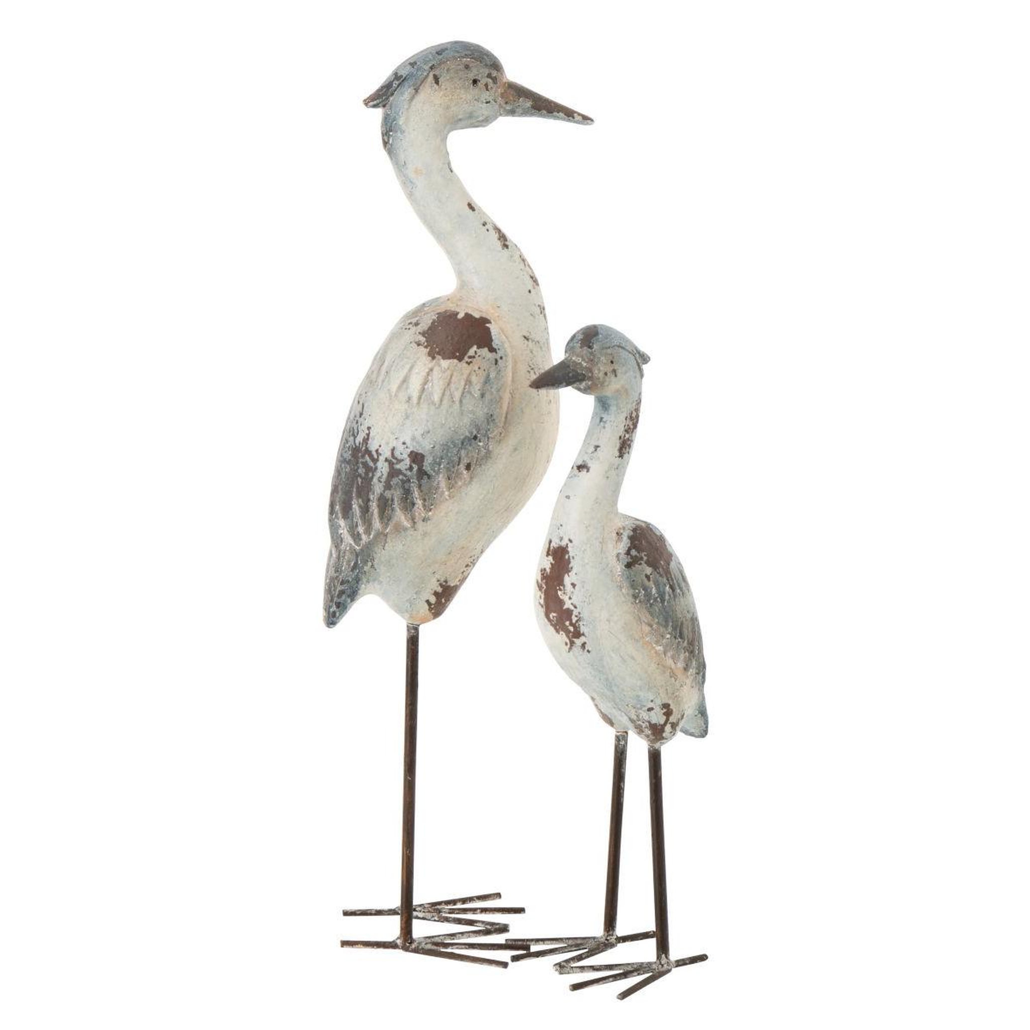 Voir la diapositive 4 : J-LINE Statue oiseau d'extérieur  basil  51cm bleu