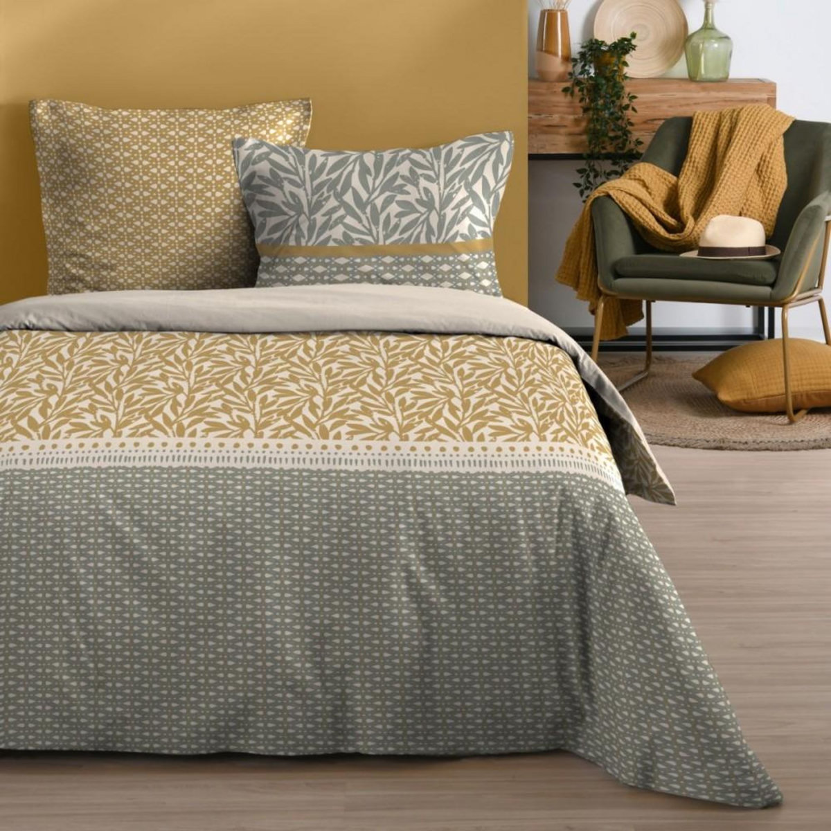 STOF Housse de couette 240x220 MAGDALA + 2 taies coton 57 fils