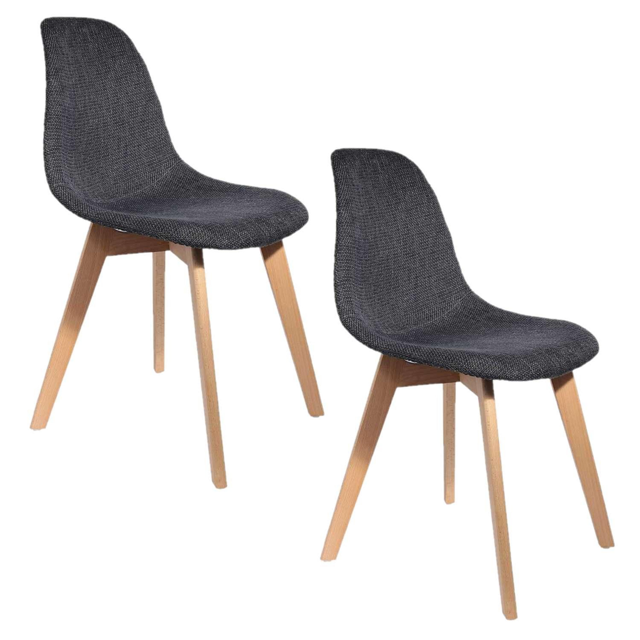 TOILINUX 2 chaises scandinaves design grosse maille flora. Coloris disponibles : Gris