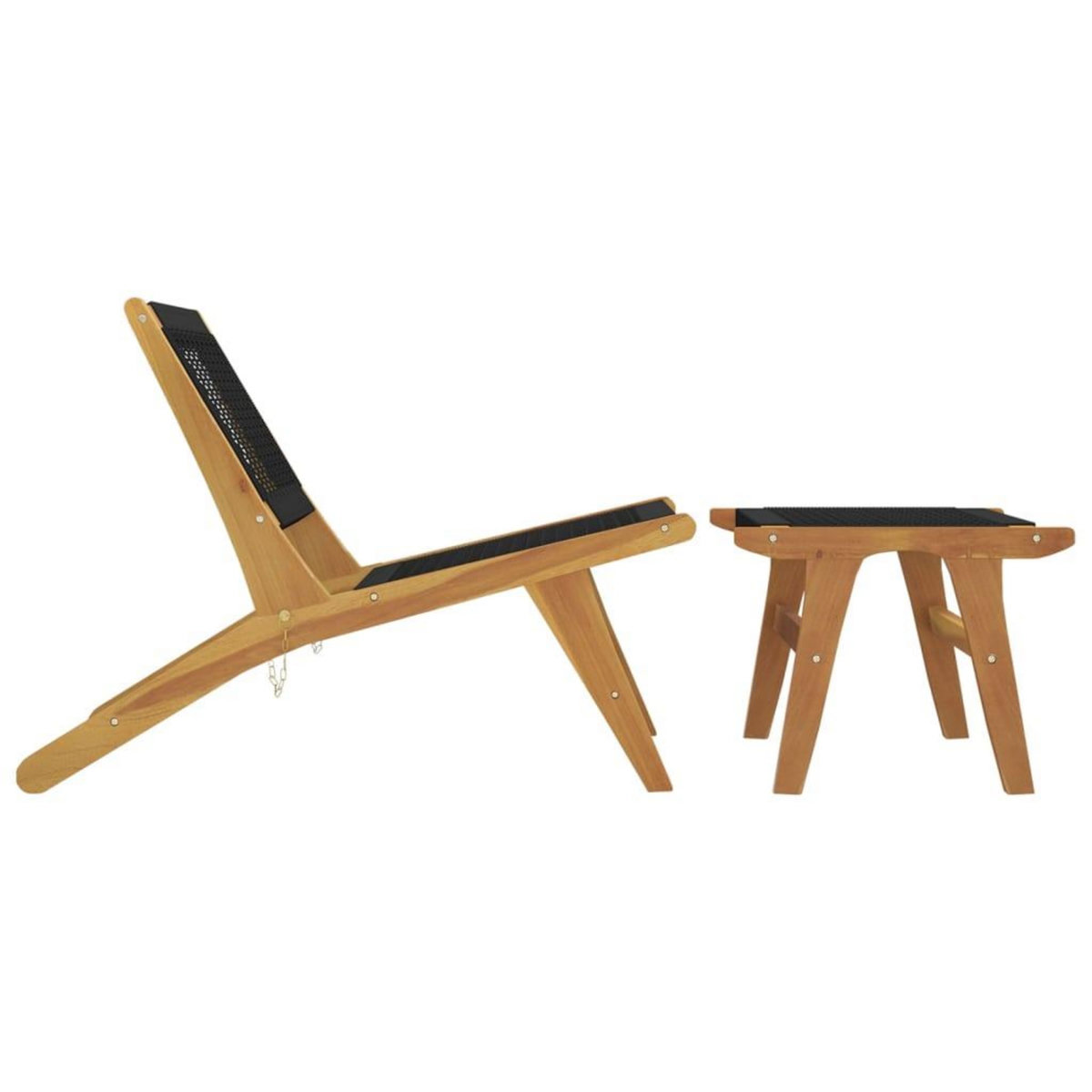 VIDAXL Chaise de jardin et repose-pieds Bois teck solide et polyester