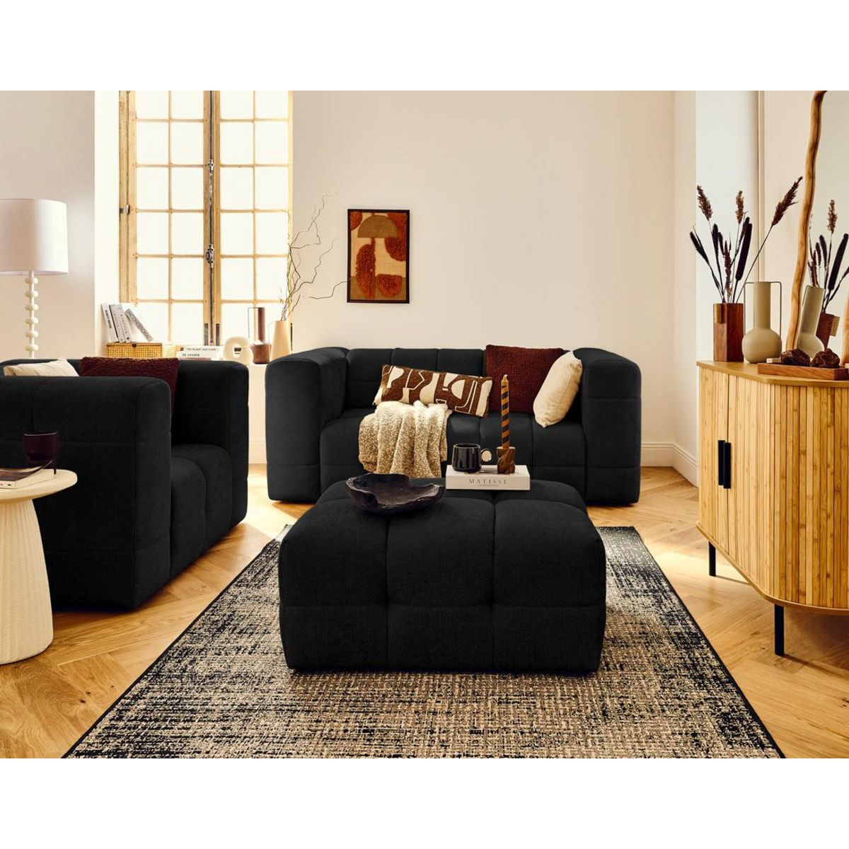 LISA DESIGN Suzano - canapé droit 2 places en tissu texturé