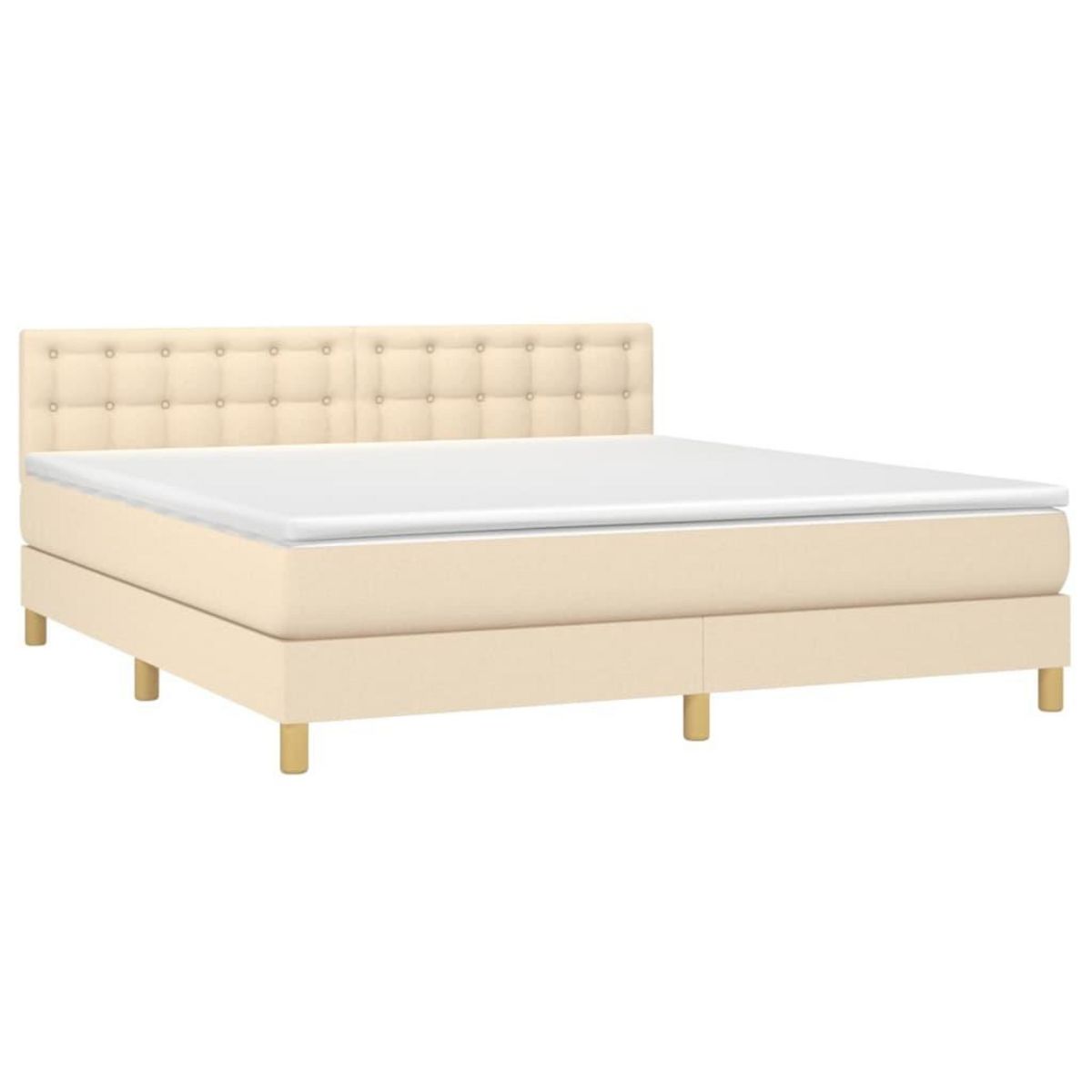 VIDAXL Sommier a lattes de lit avec matelas Creme 180x200 cm Tissu
