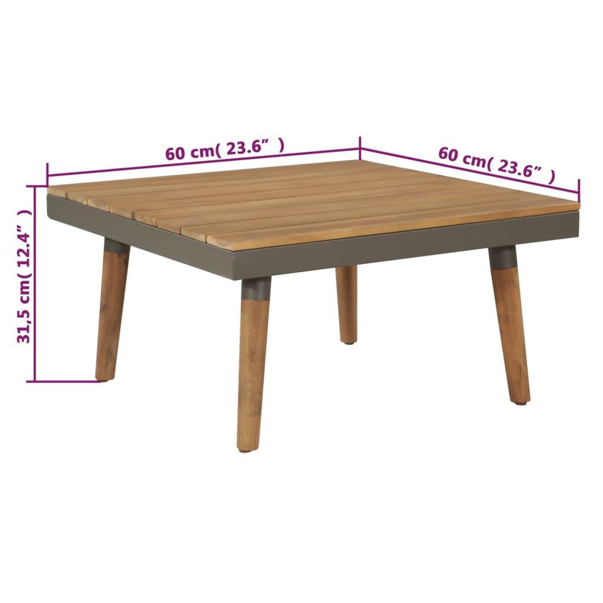 Voir la diapositive 6 : VIDAXL Salon de jardin 4pcs et coussins Bois d'acacia solide Marron