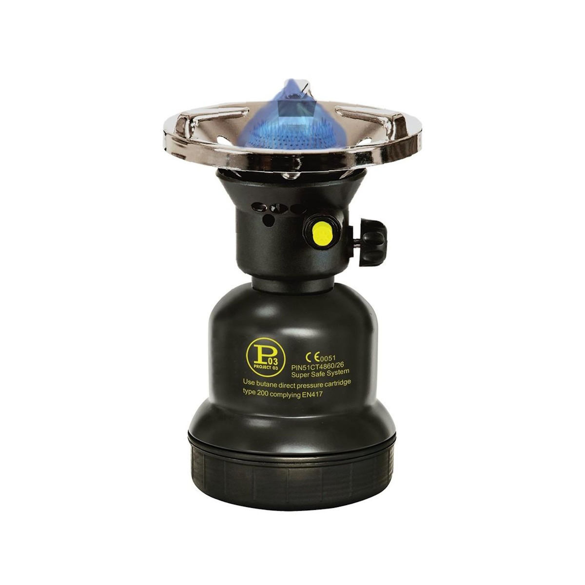 Proweltek Réchaud à gaz portable 1300W + 4 cartouches 190gr Allumage Auto & Sécurisé - Réchaud Camping Vanlife Flamme réglable Black COOK