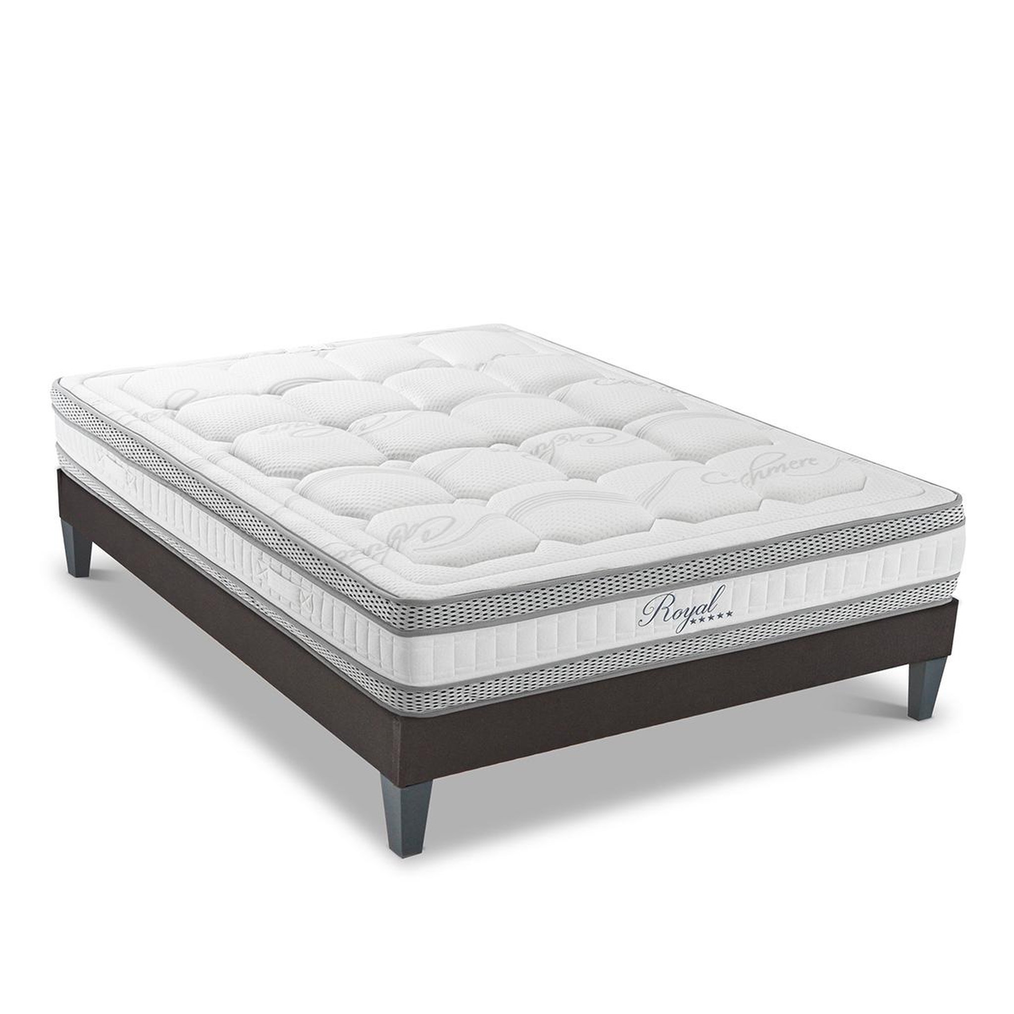 HYPSOM HYPSOM | Ensemble ROYAL 5* | Matelas Mémoire de forme + Sommier Bois. Coloris disponibles : Blanc