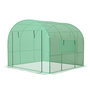Voir la diapositive 4 : OUTSUNNY Serre tunnel 6 m² 2 portes zippées 2 fenêtres maillées acier PE haute densité 135 g/m² vert