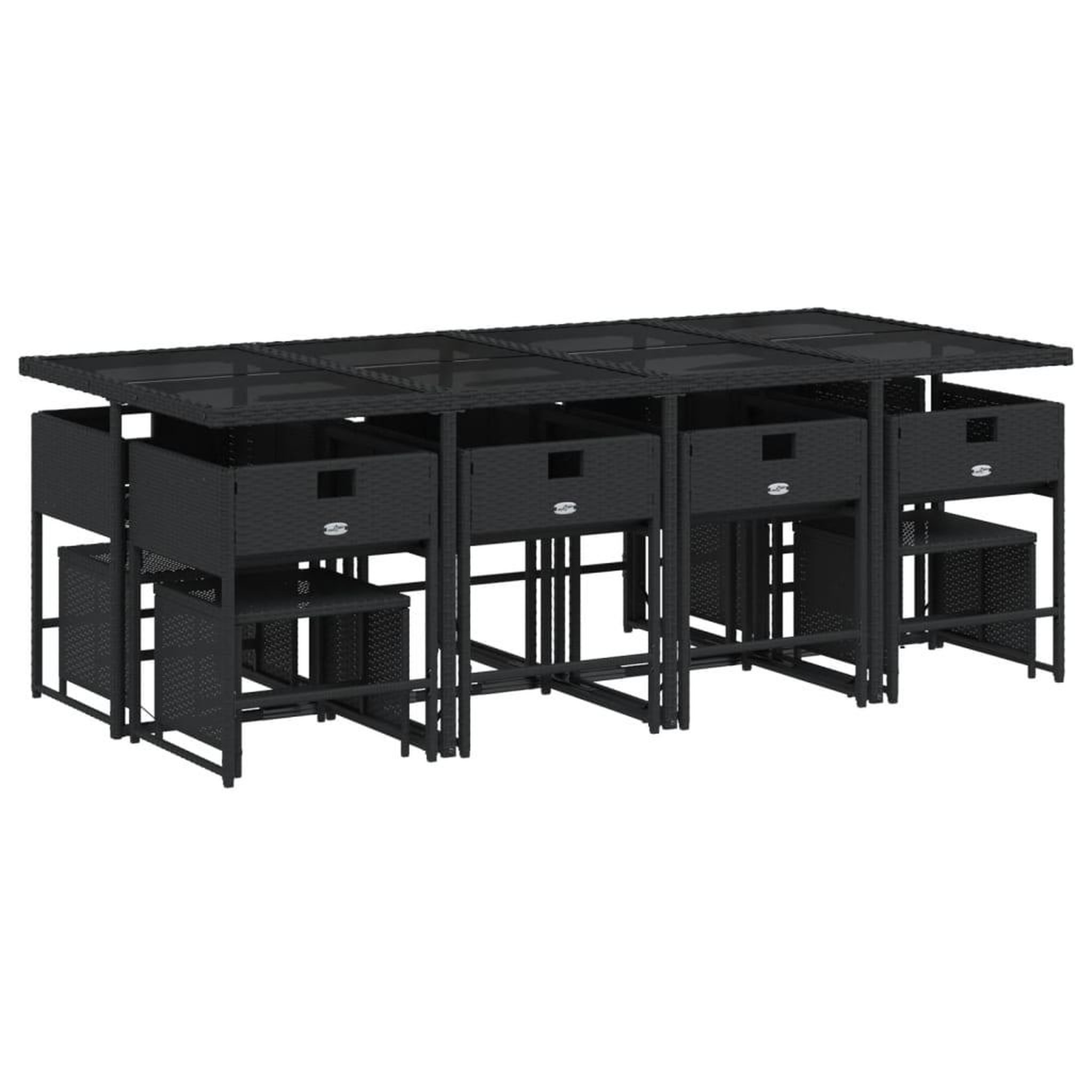 Voir la diapositive 5 : VIDAXL Ensemble a manger de jardin 13 pcs coussins noir resine tressee